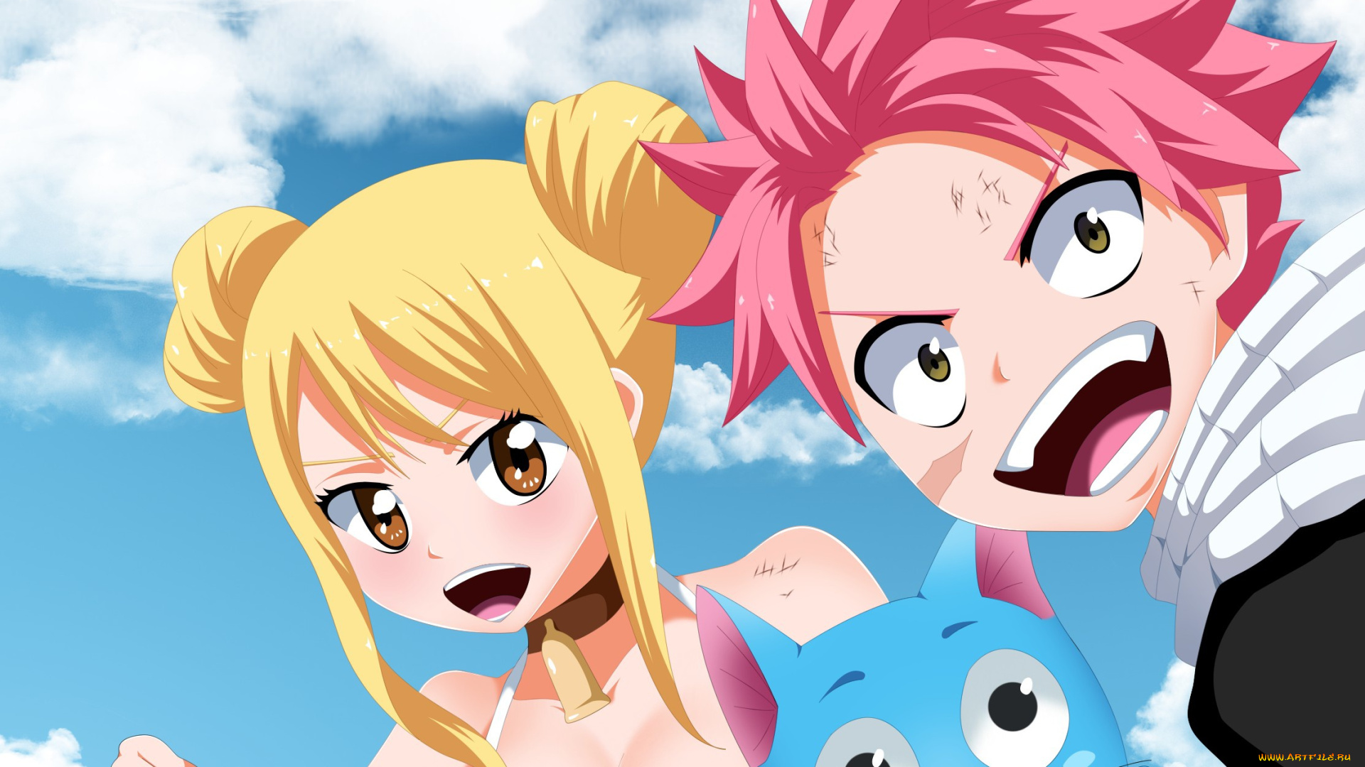 аниме, fairy, tail, neko, anime, fairy, cat, lucy, happy, japanese, tail, natsu, dragon, slayer, by, celineheartfilia
