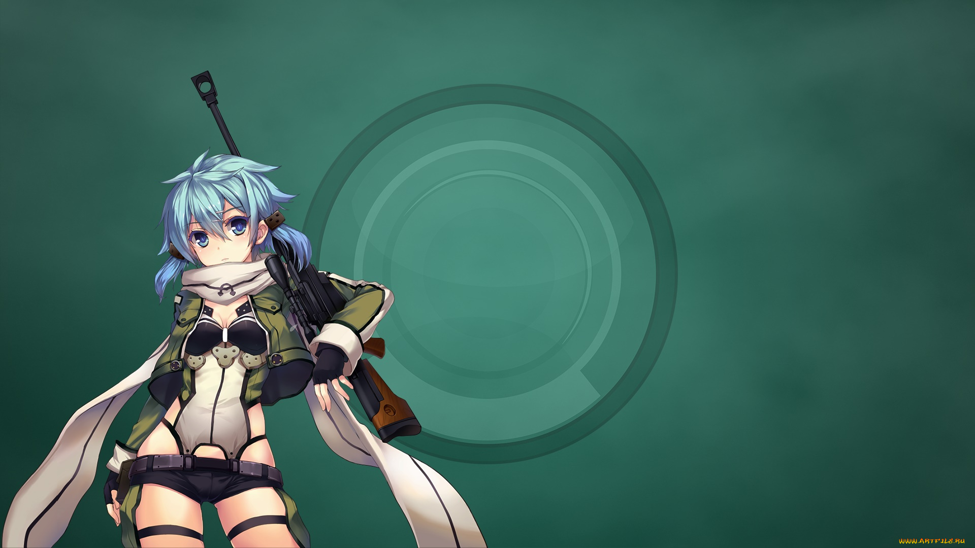 аниме, sword, art, online, девушка, взгляд, фон