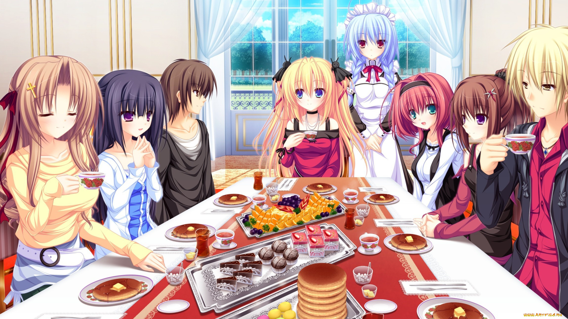 аниме, unknown, , другое, girl, game, dress, anime, food, boy, blonde, asian, japanese, oriental, asiatic, visual, novel, maid, bishojo, seifuku, lunaris, filia