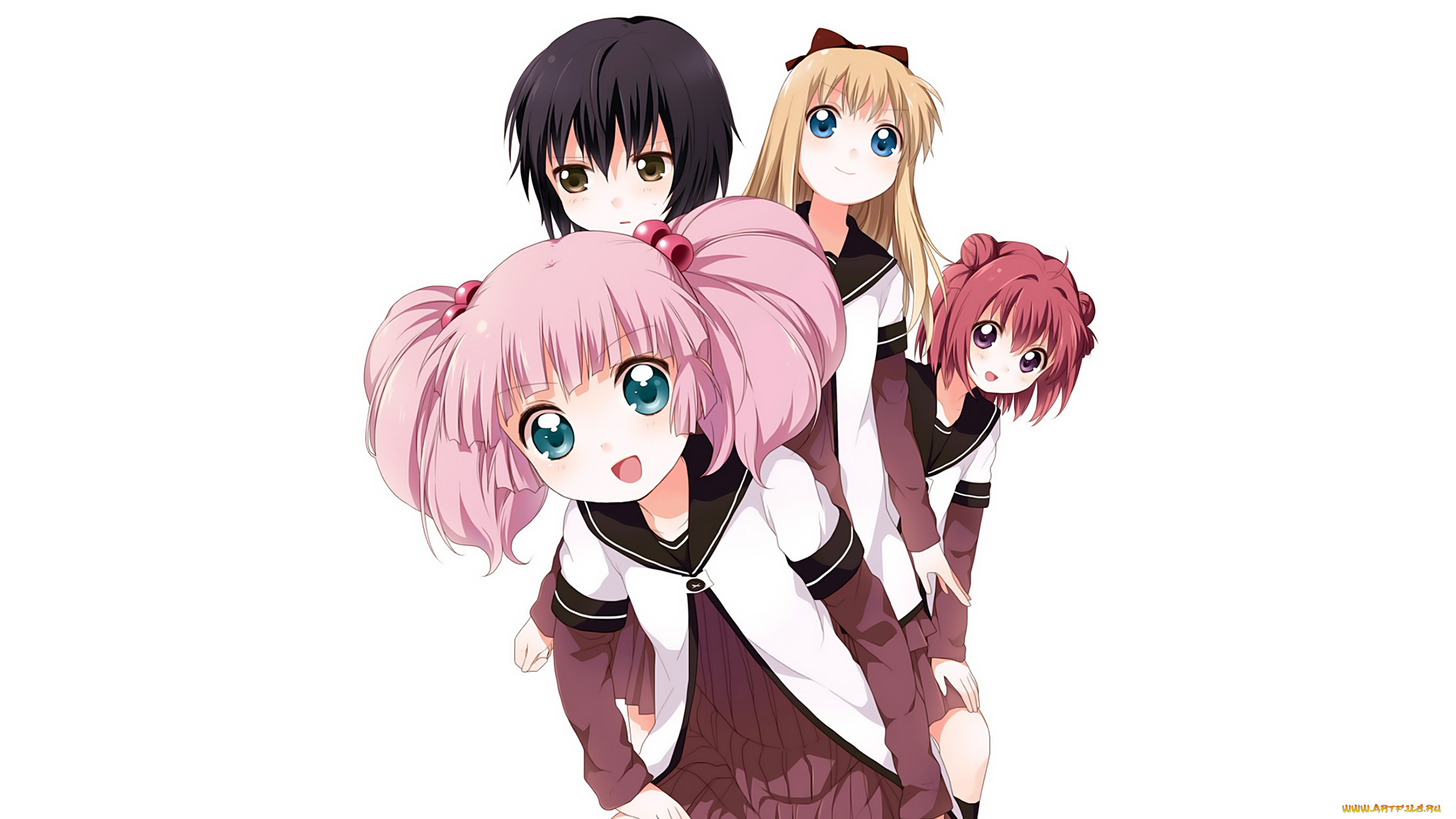 аниме, yuru, yuri, фон, взгляд, девушки
