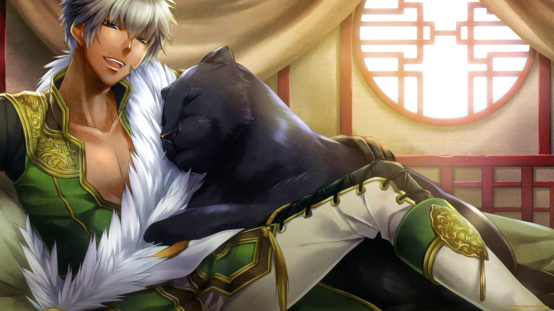 аниме, животные, , существа, anime, panther, asian, oriental, black, juuzaengi, engetsu, sangokuden, bachou