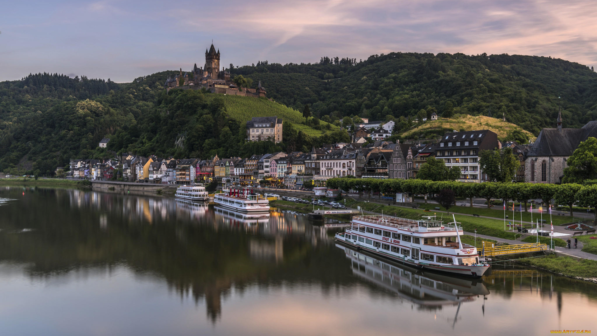 корабли, порты, , , причалы, mosel, река, мозель, замок, кохем, рейнланд-пфальц, германия