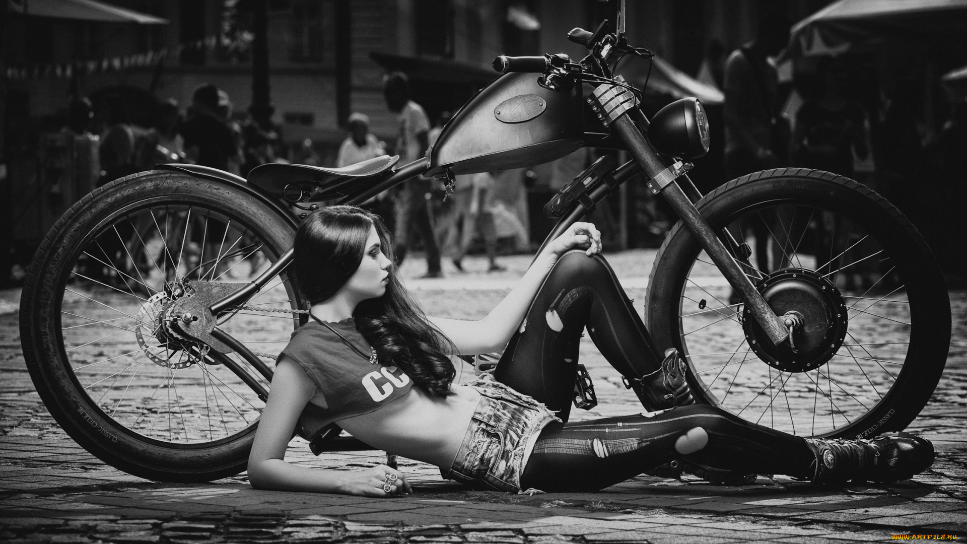 мотоциклы, мото, с, девушкой, байк, классика, девушка