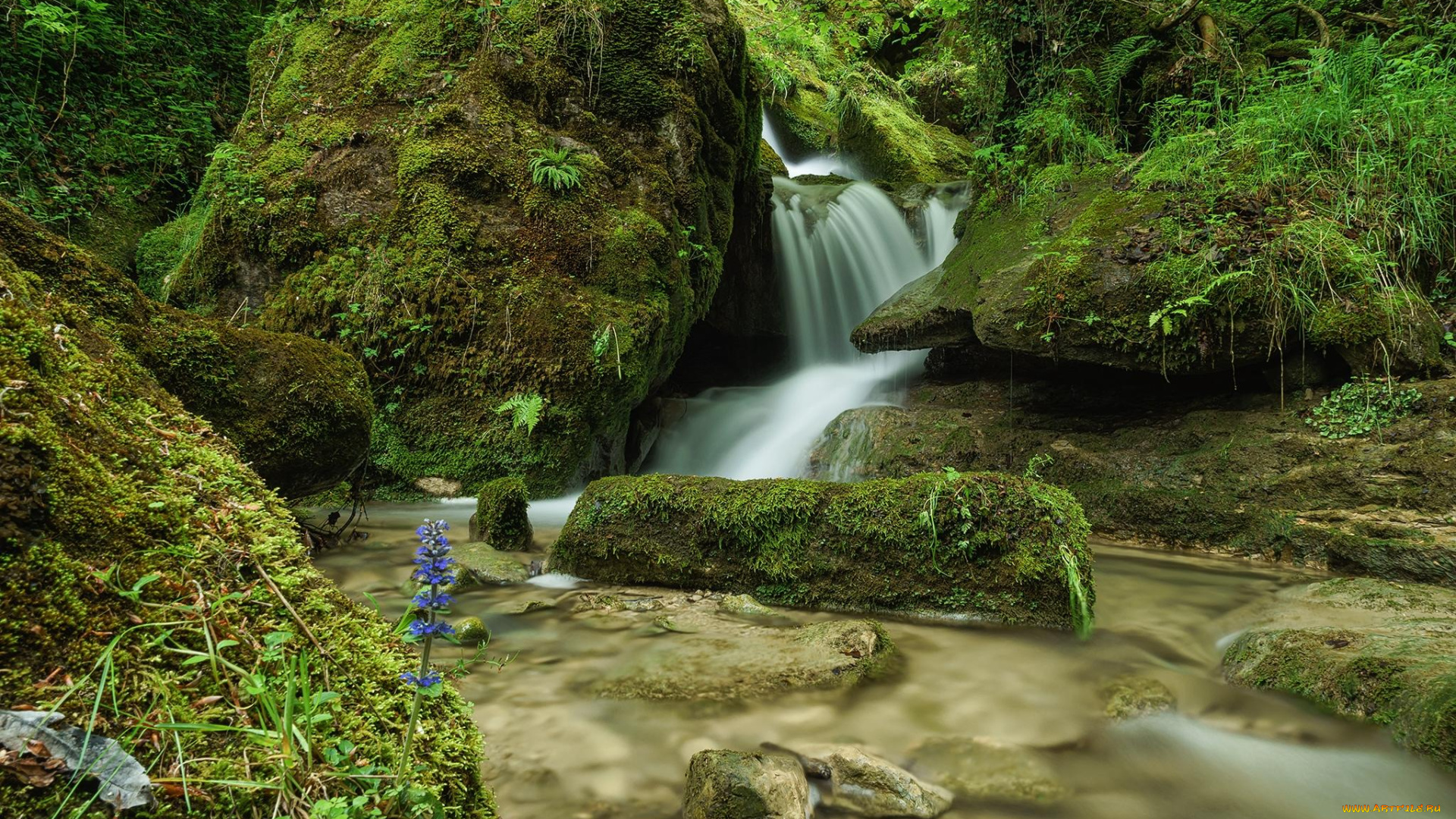 природа, водопады, водопад, камни, речка