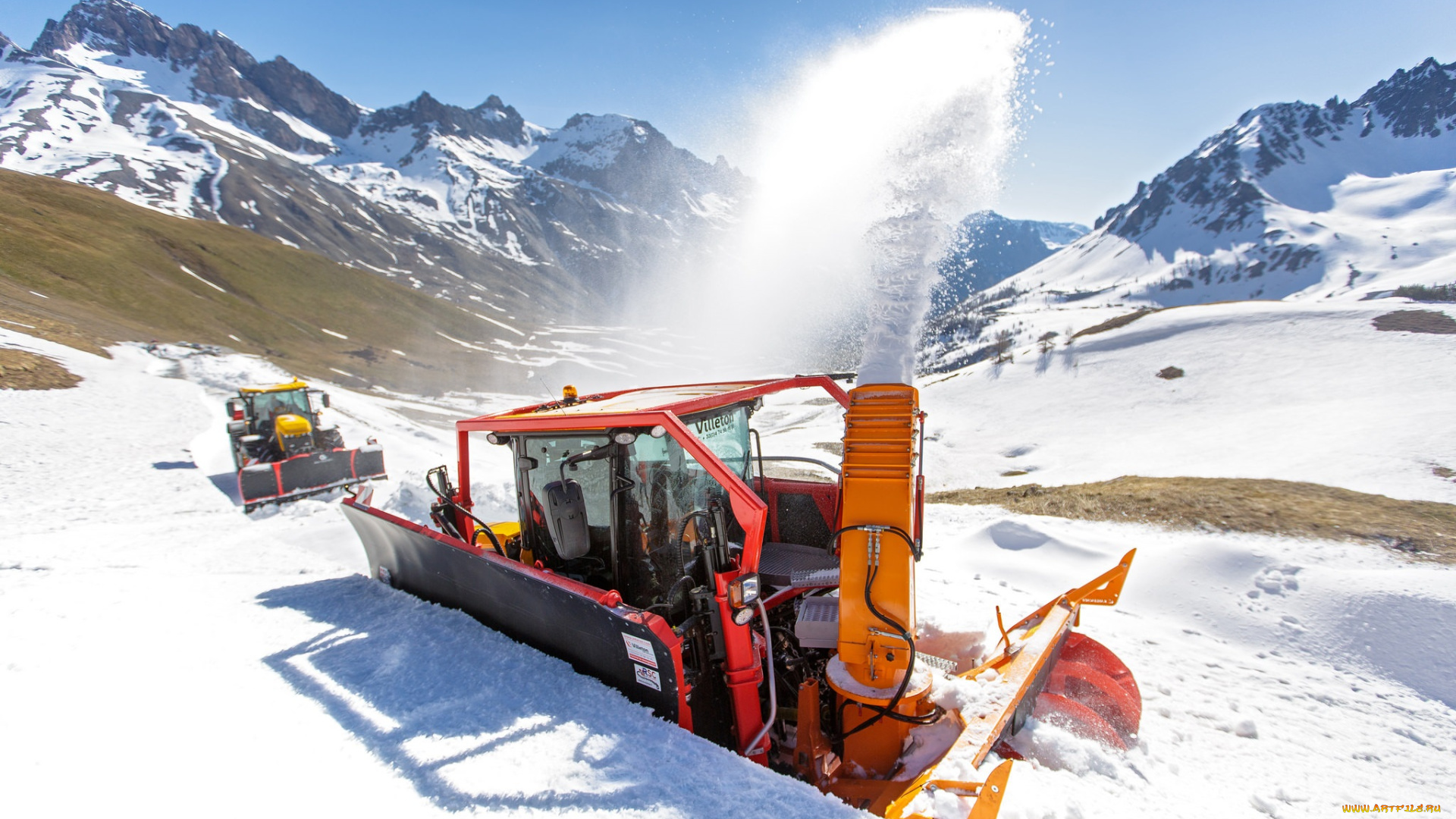 техника, снегоуборочная, техника, снег, горы