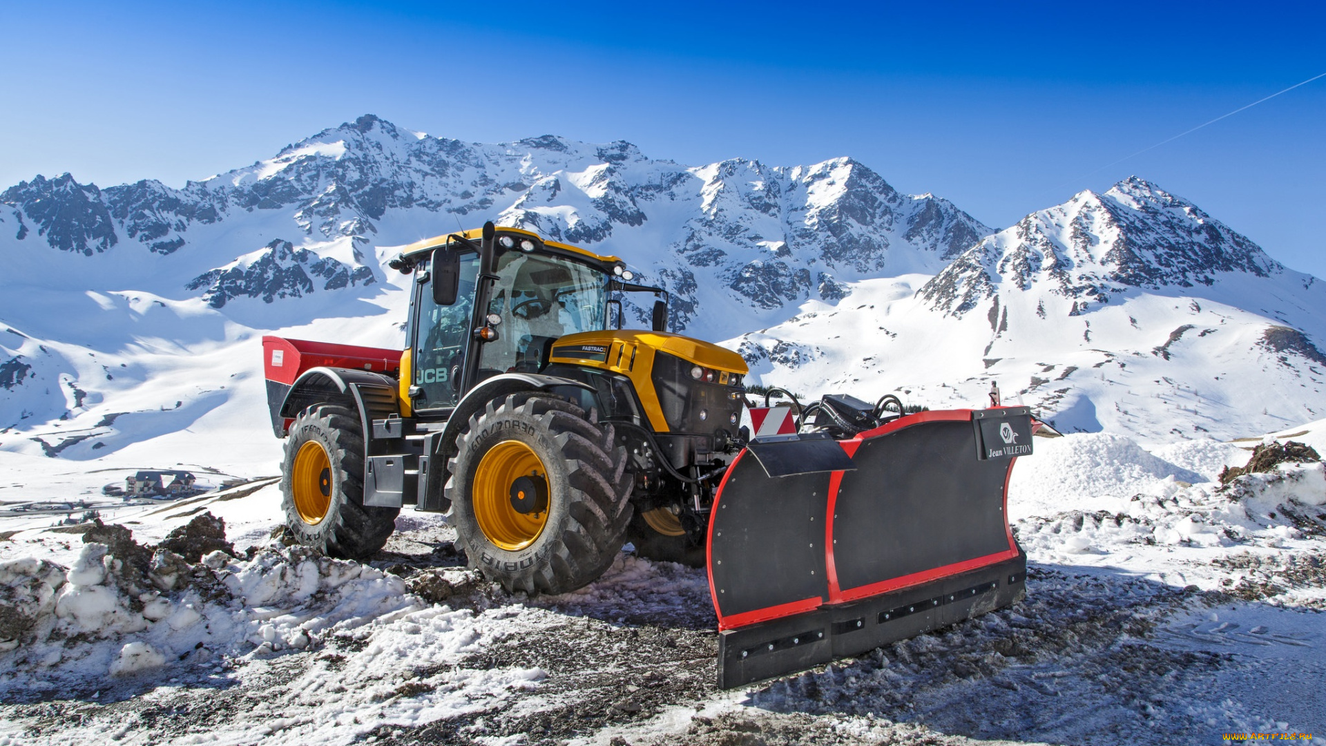 техника, строительная, техника, снег, горы