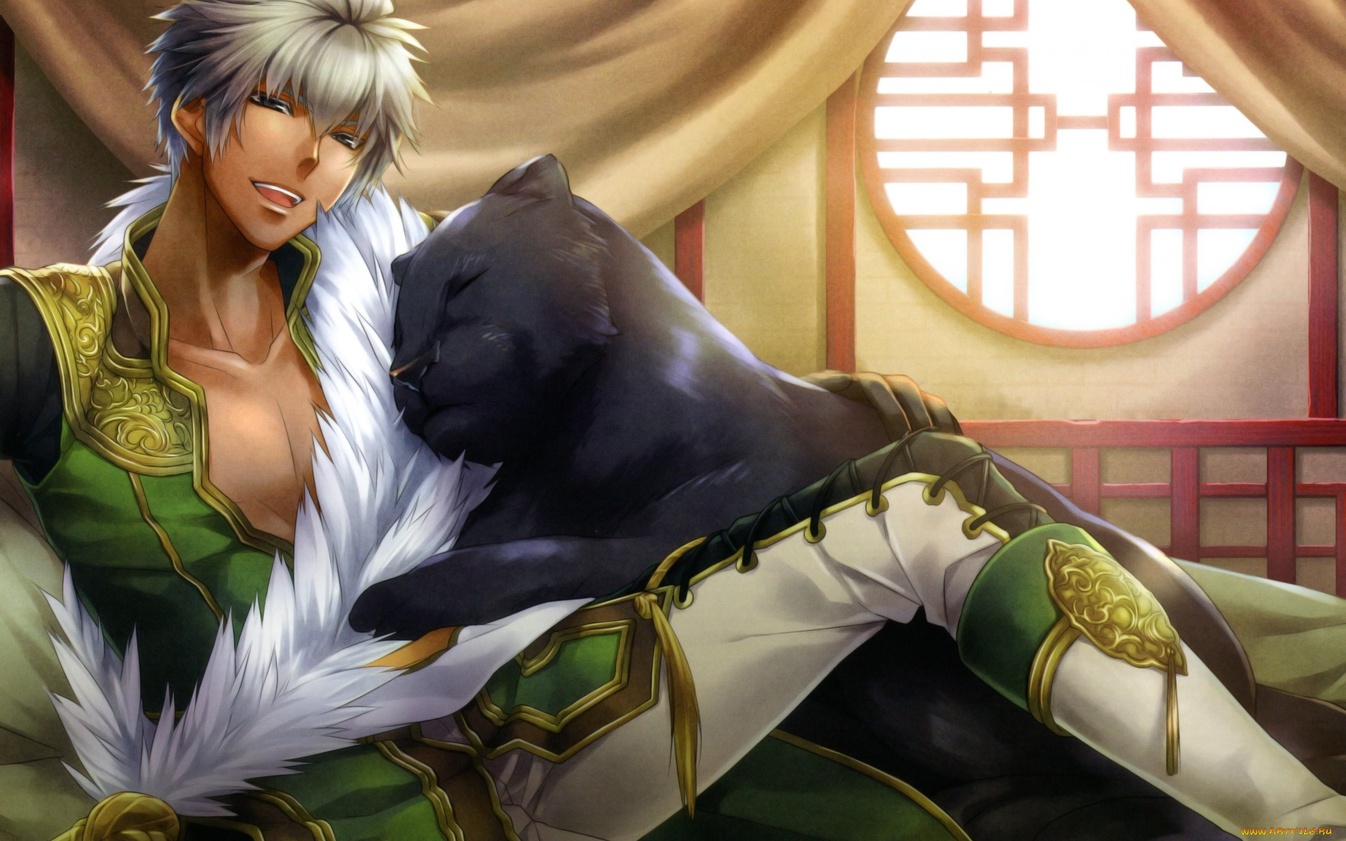 аниме, животные, , существа, anime, panther, asian, oriental, black, juuzaengi, engetsu, sangokuden, bachou