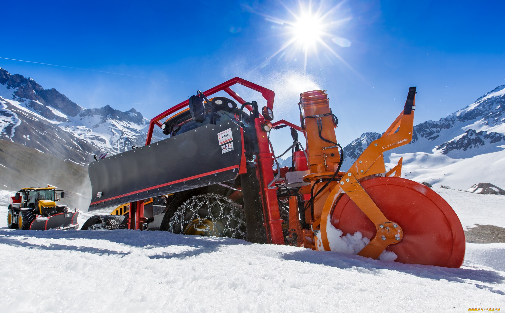 техника, снегоуборочная, техника, снег, горы