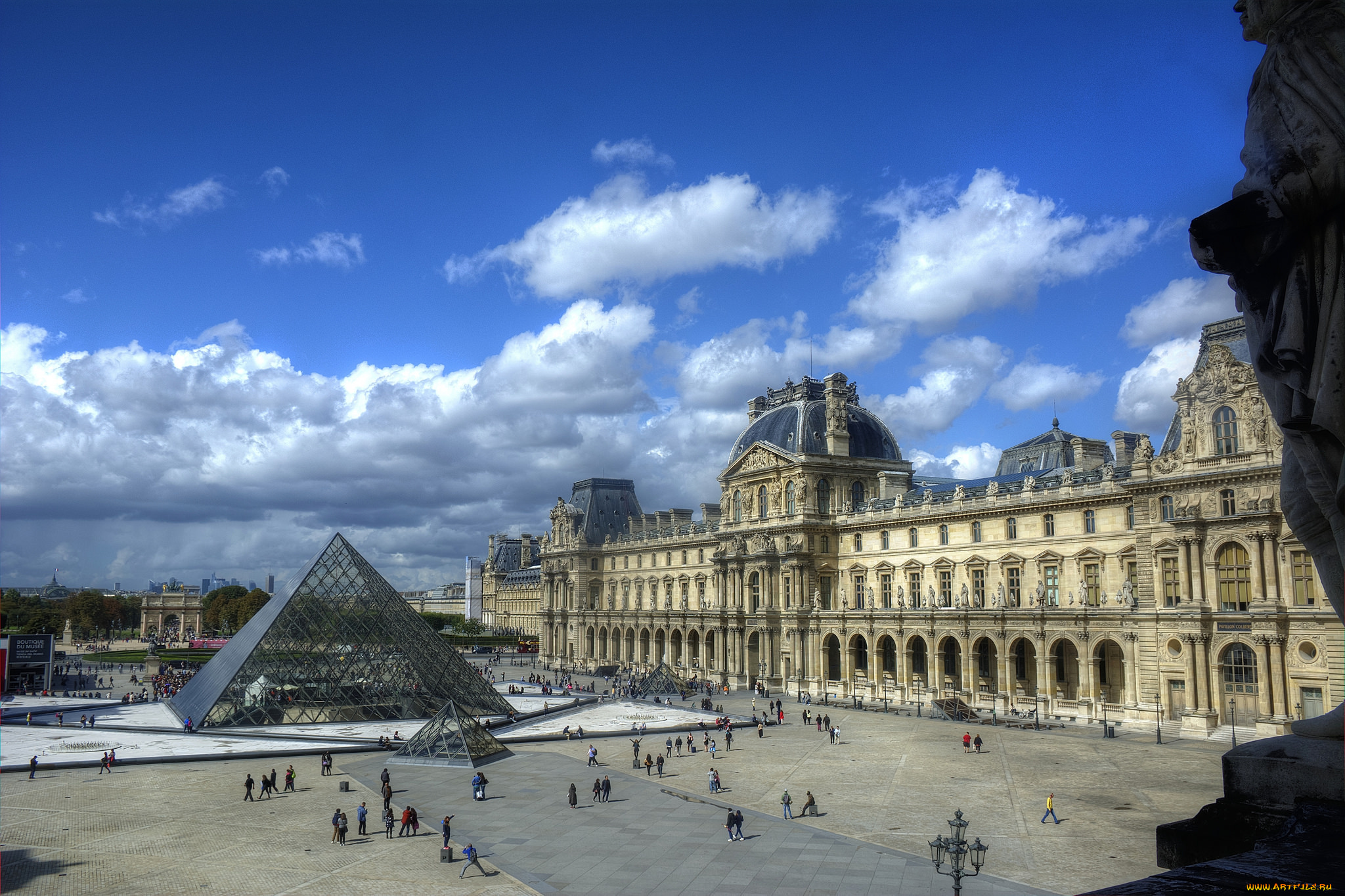musee, de, louvre, города, париж, , франция, музей, площадь