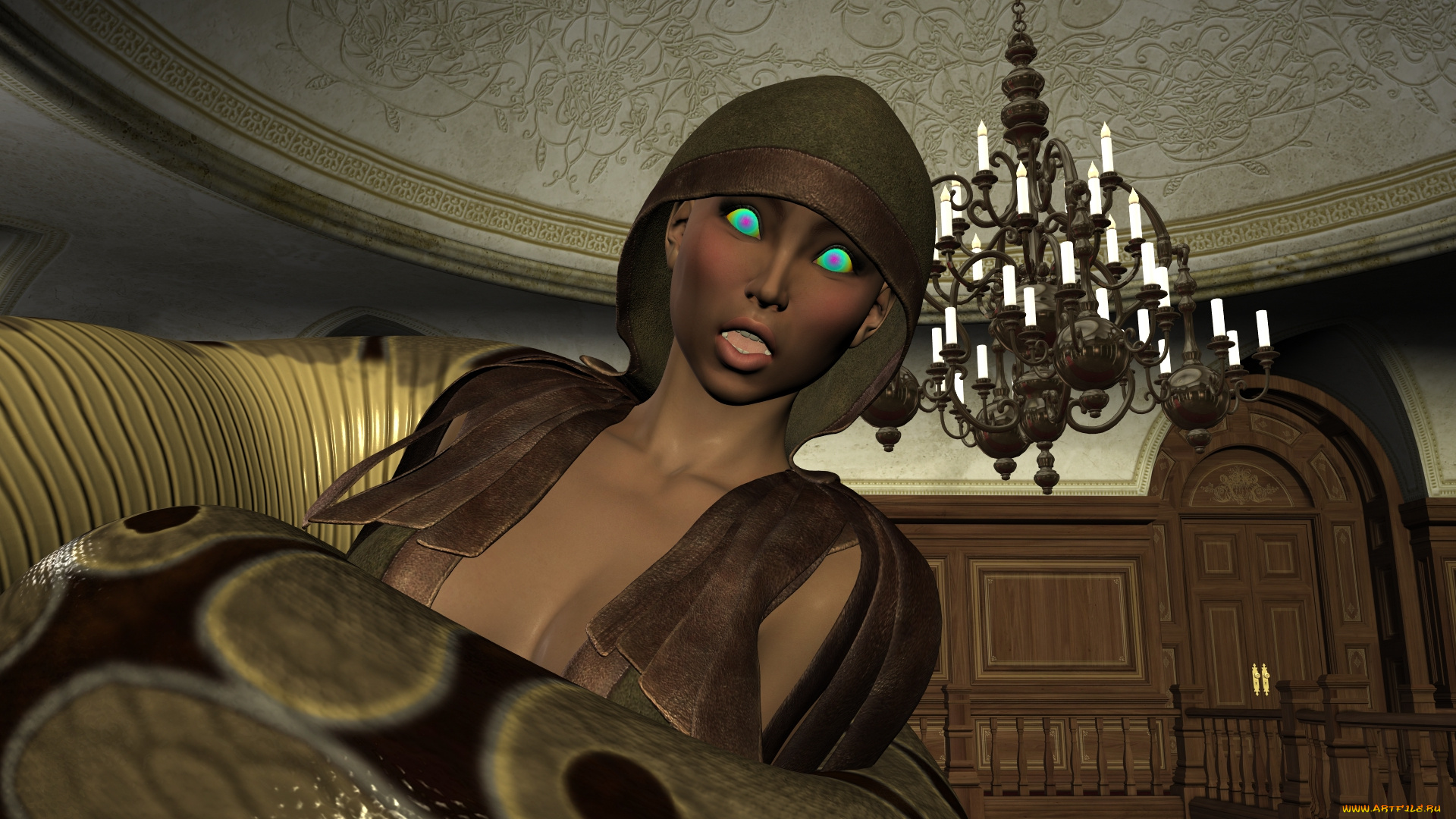 3д, графика, фантазия, , fantasy, фон, взгляд, девушка