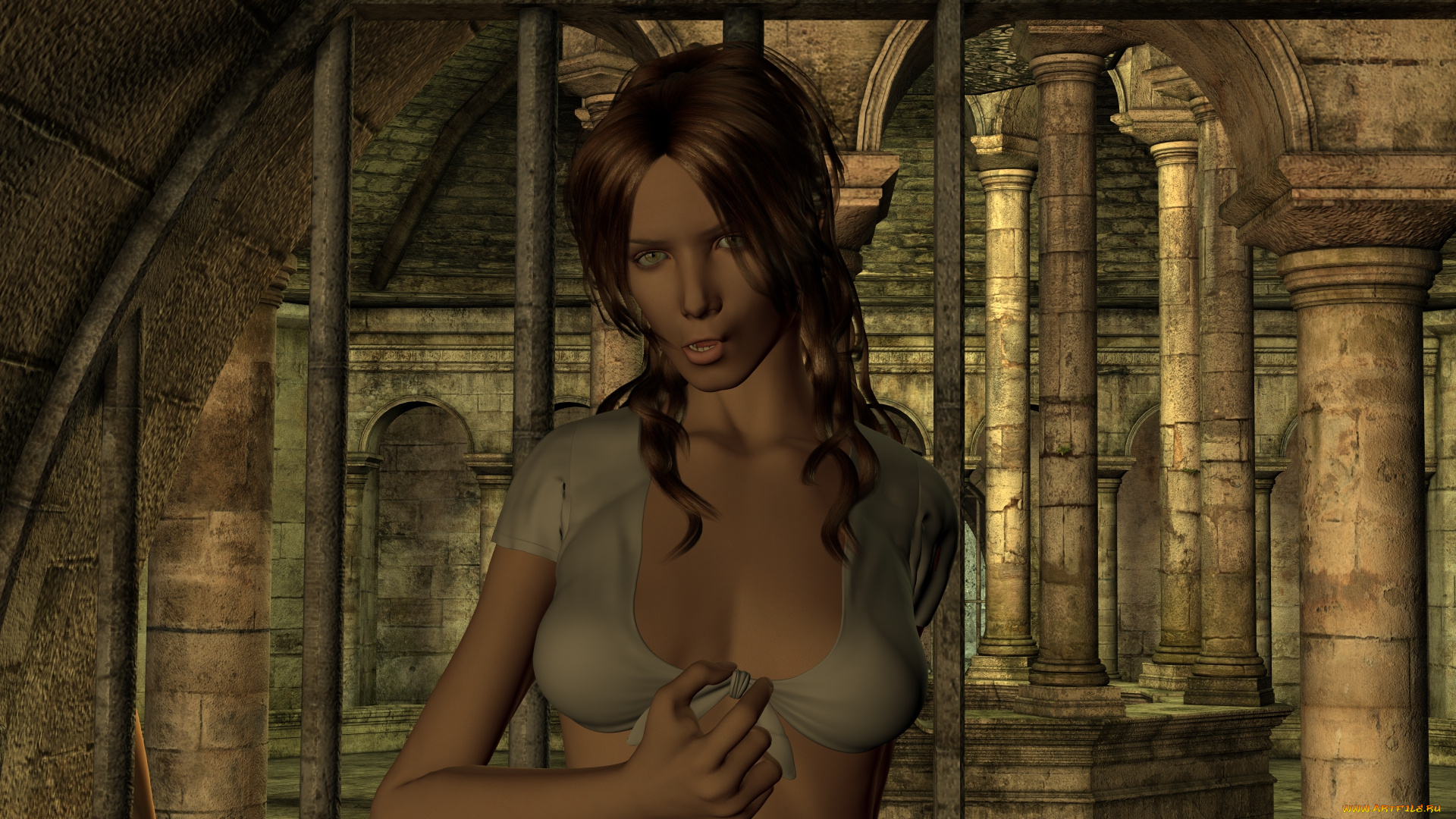 3д, графика, фантазия, , fantasy, взгляд, девушка, фон