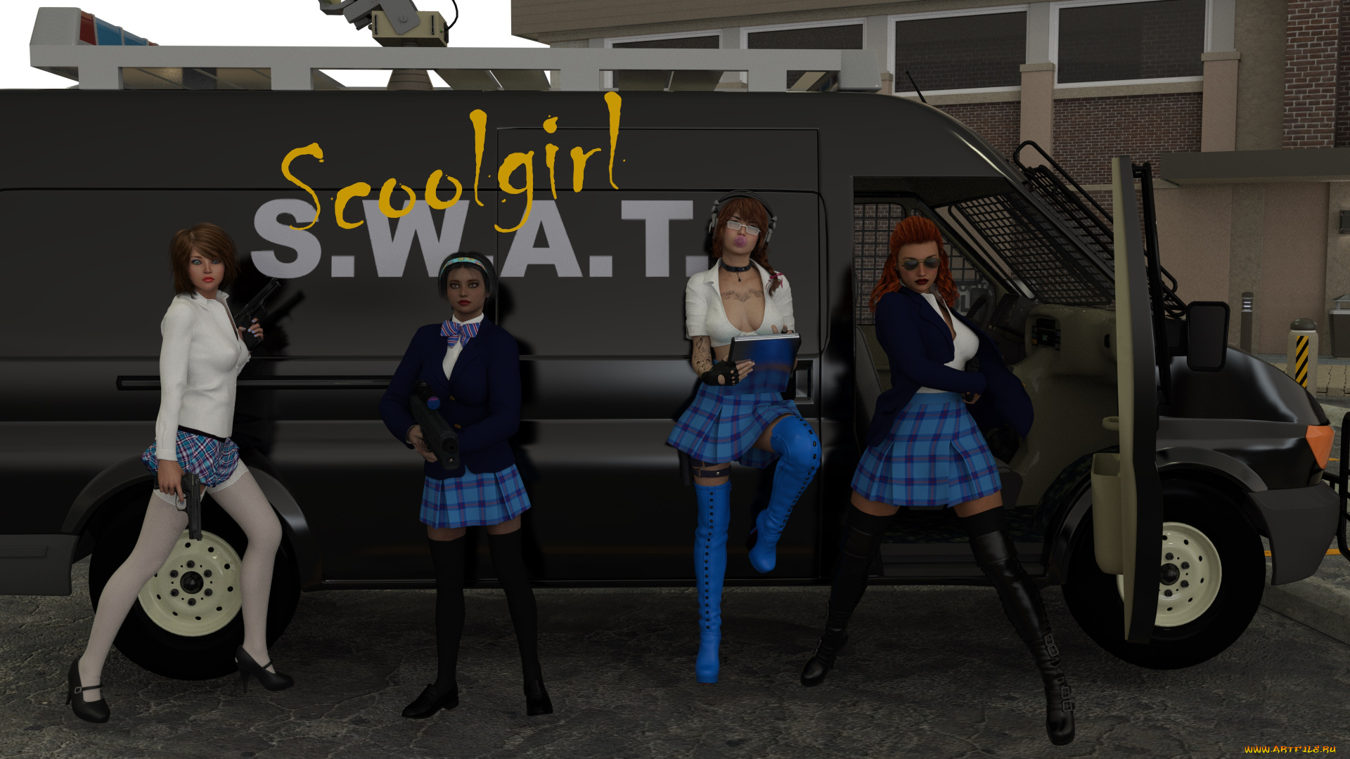 3д, графика, люди-авто, мото, , people-, car, , , moto, фон, взгляд, девушки