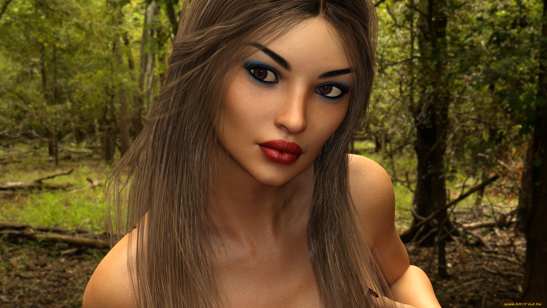 3д, графика, портрет, , portraits, фон, взгляд, девушка