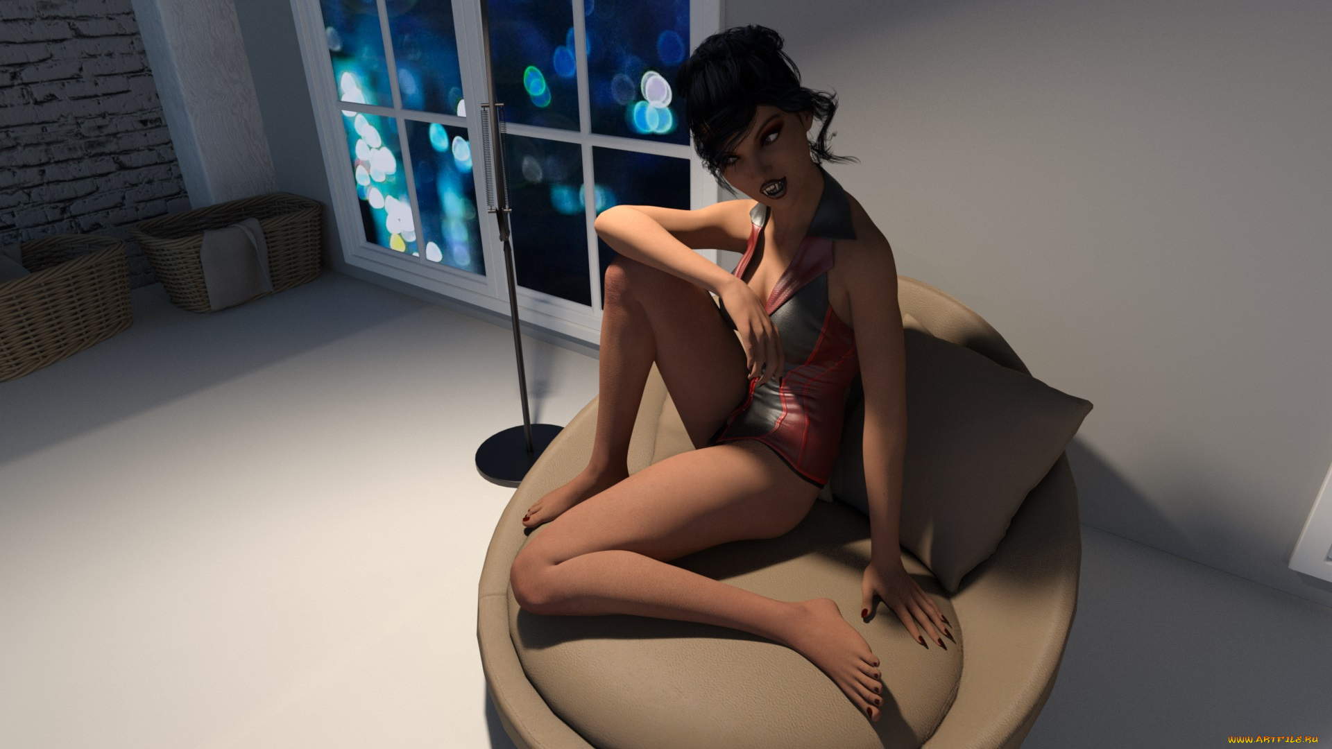 3д, графика, существа, , creatures, взгляд, вампир, фон, девушка