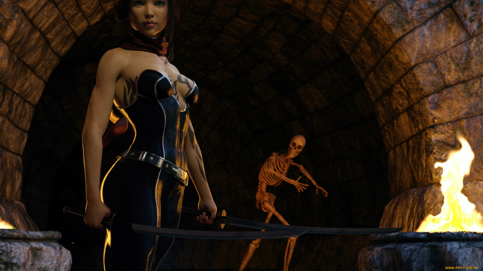 3д, графика, ужас, , horror, фон, девушка, взгляд