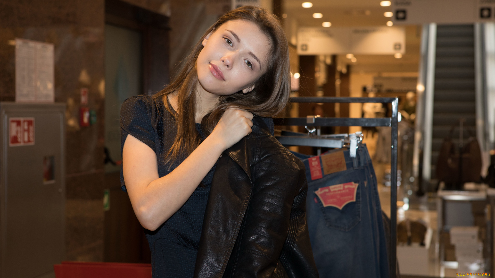 девушки, mila, azul, девушка, фон, взгляд, улыбка