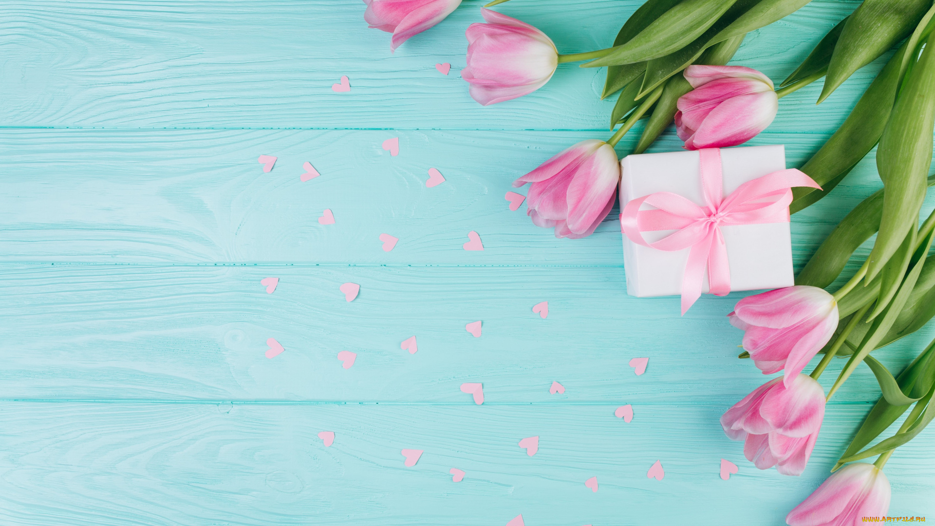 праздничные, подарки, и, коробочки, любовь, цветы, tender, with, love, spring, gift, tulips, wood, heart, fresh, розовые, сердечки, тюльпаны, flowers, beautiful, romantic, pink, подарок