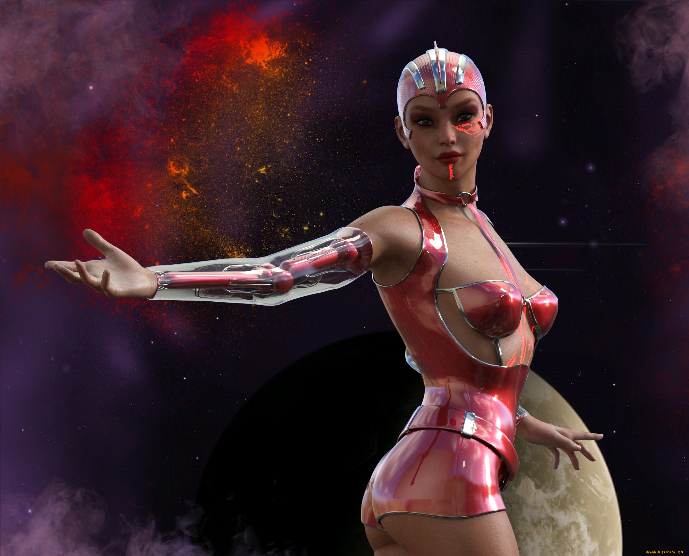 3д, графика, фантазия, , fantasy, фон, взгляд, девушка