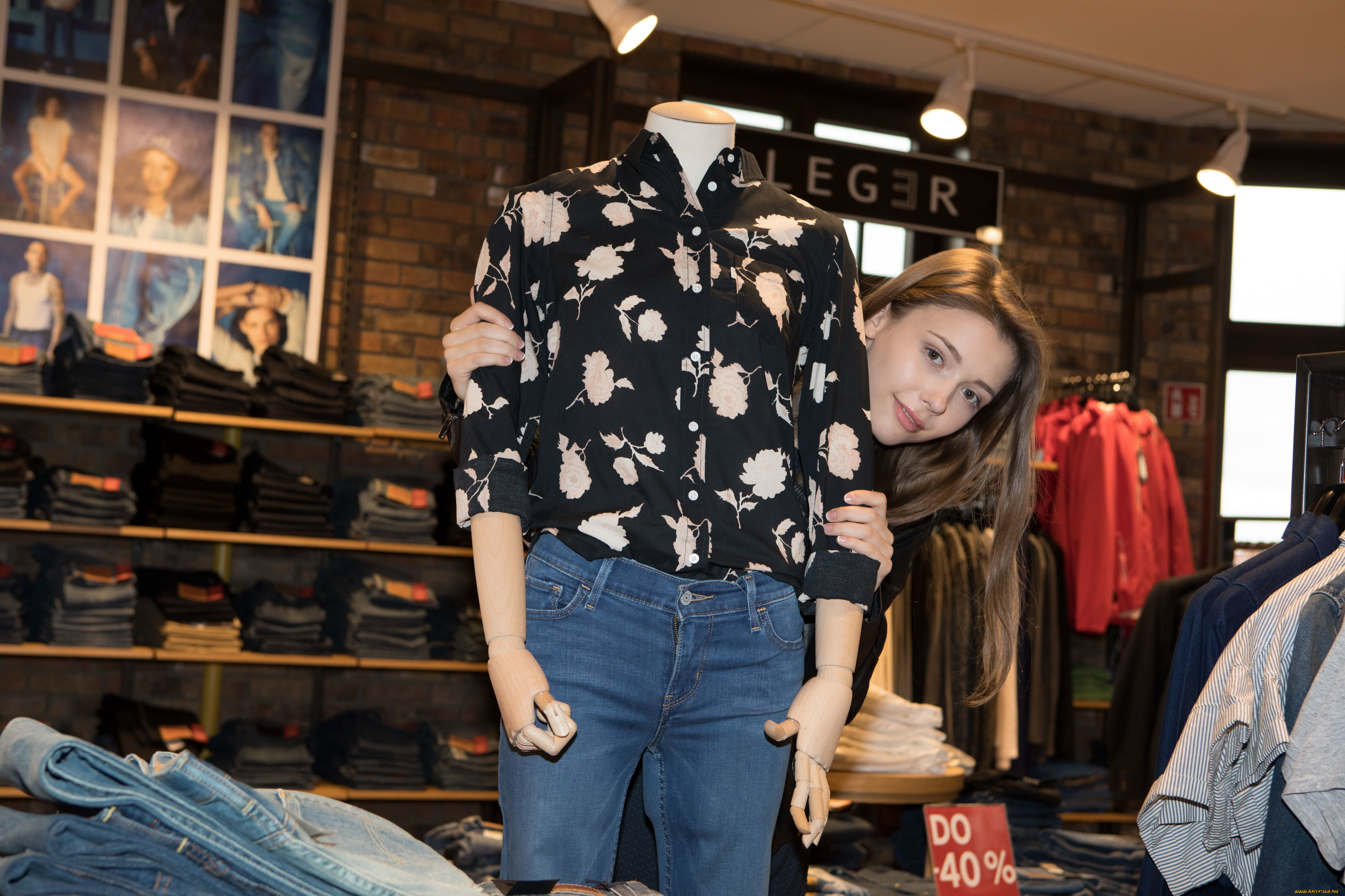 девушки, mila, azul, девушка, фон, взгляд, магазин, манекен