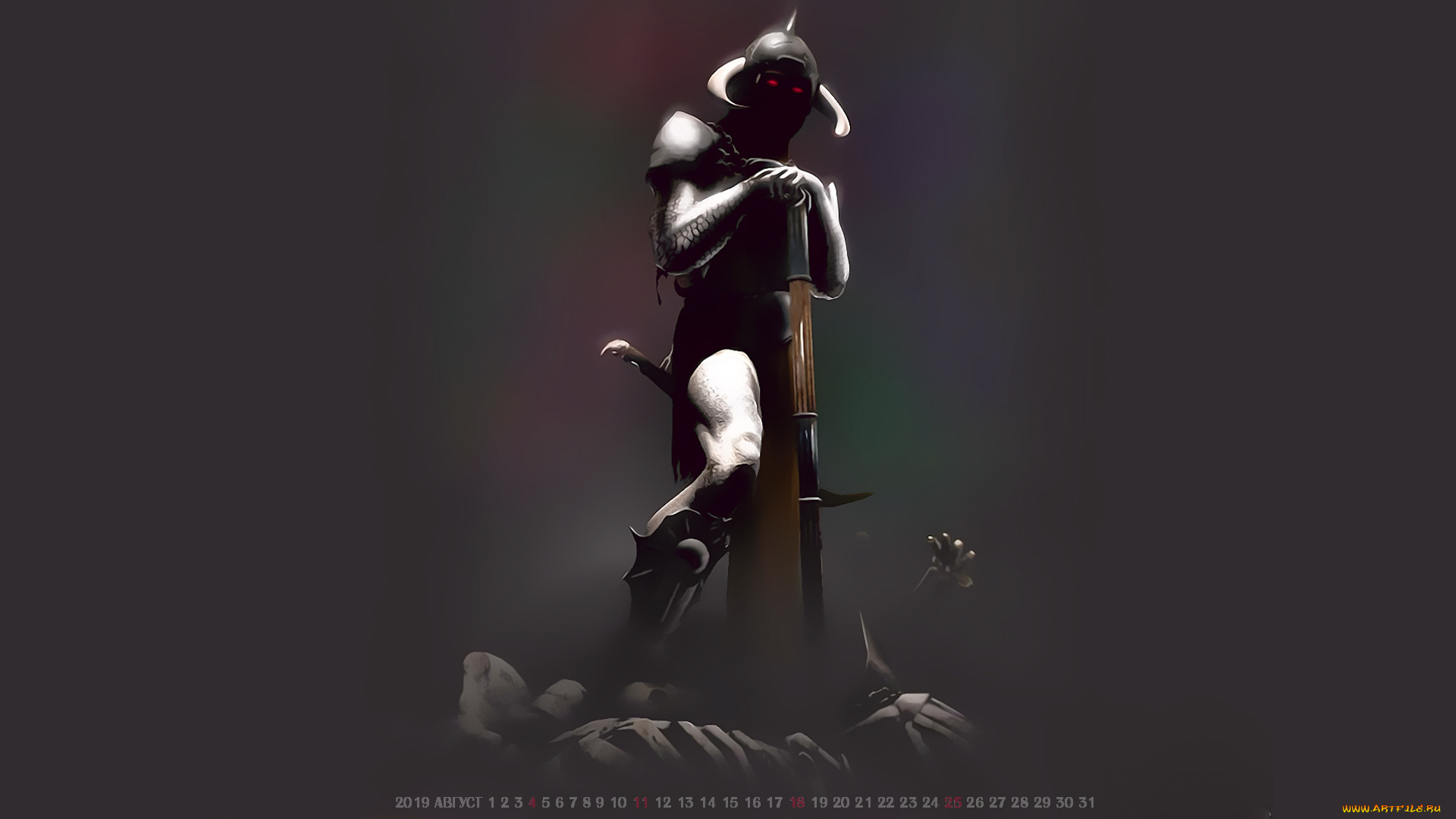 календари, фэнтези, calendar, 2019, шлем, рога, существо