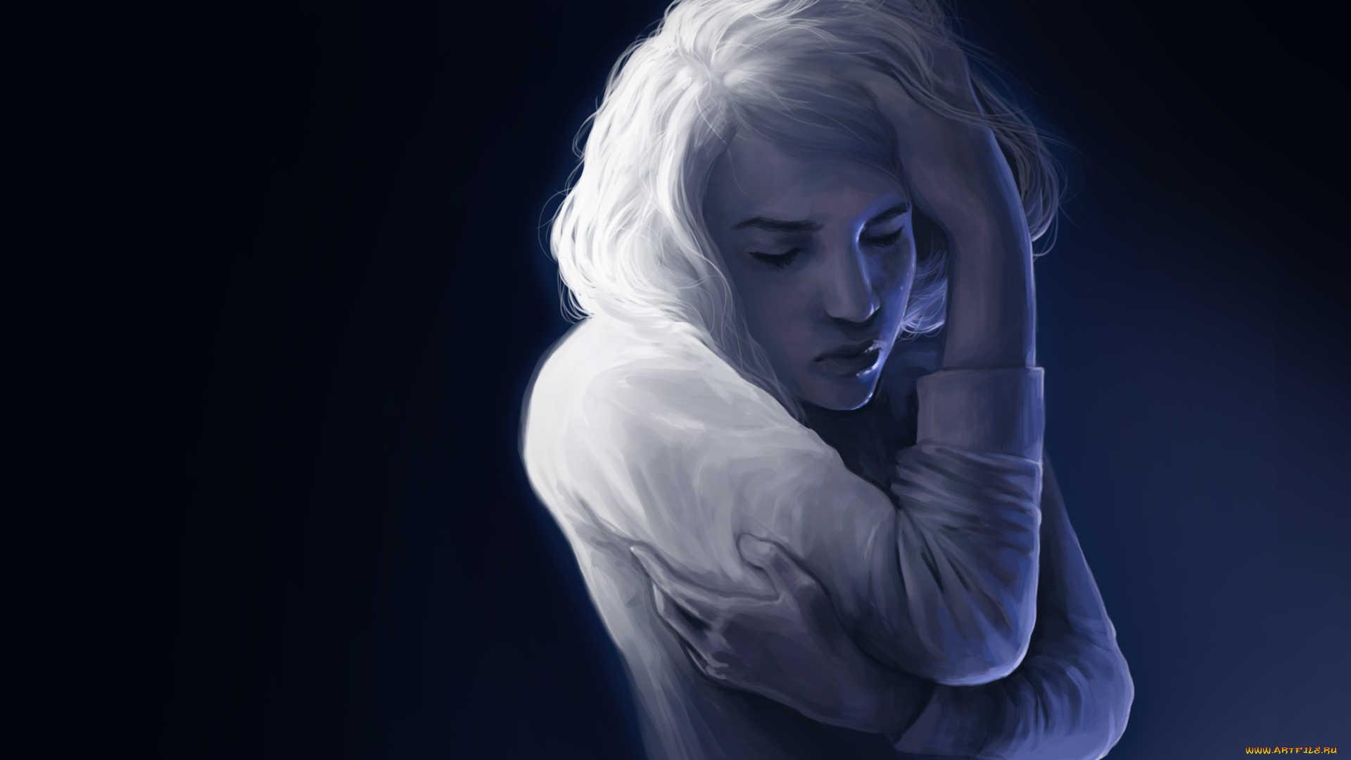 рисованное, люди, девушка, фон, поза