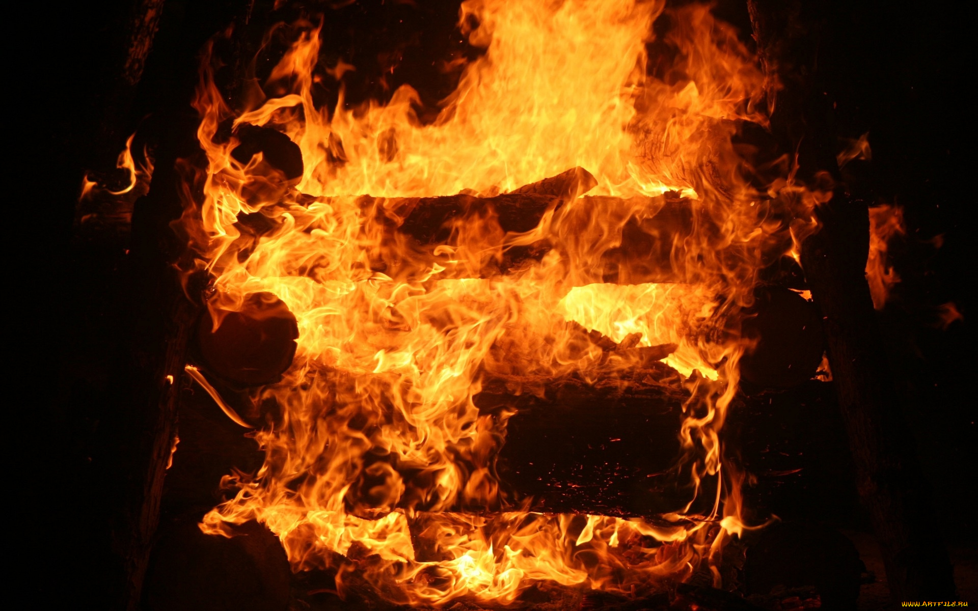природа, огонь, дрова