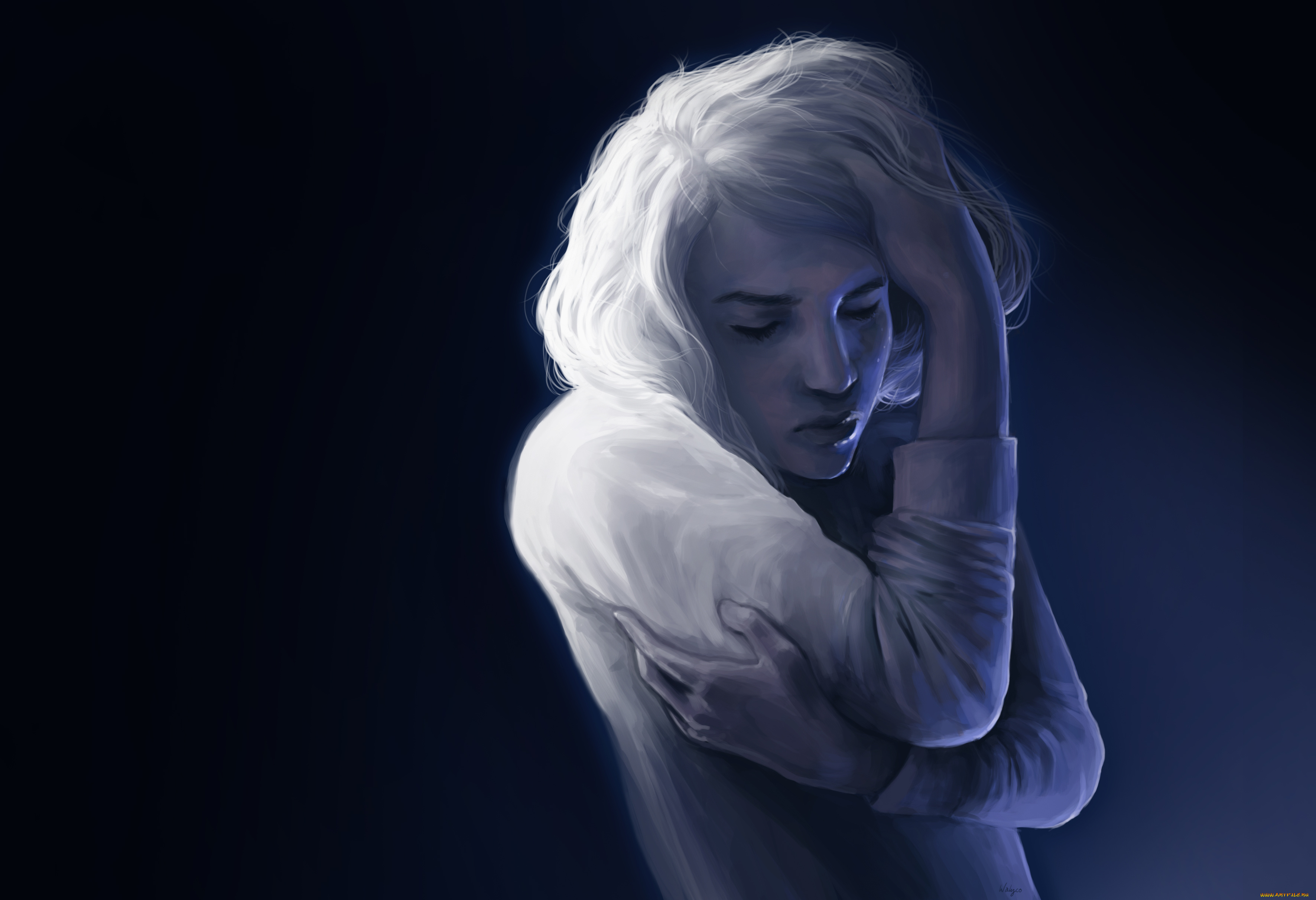 рисованное, люди, девушка, фон, поза