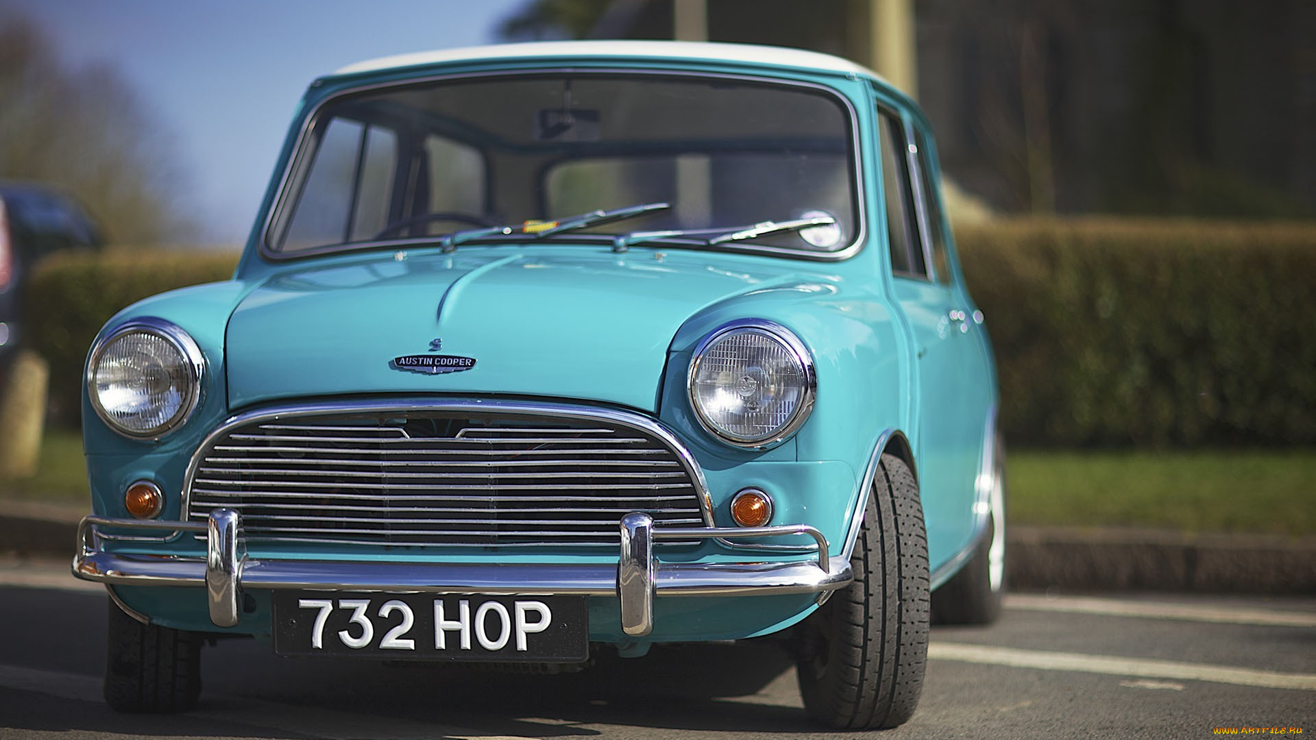 автомобили, mini, austin, cooper, голубой, ретро
