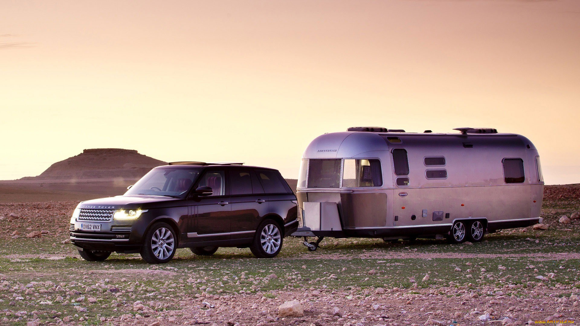 автомобили, range, rover, темный, трейлер