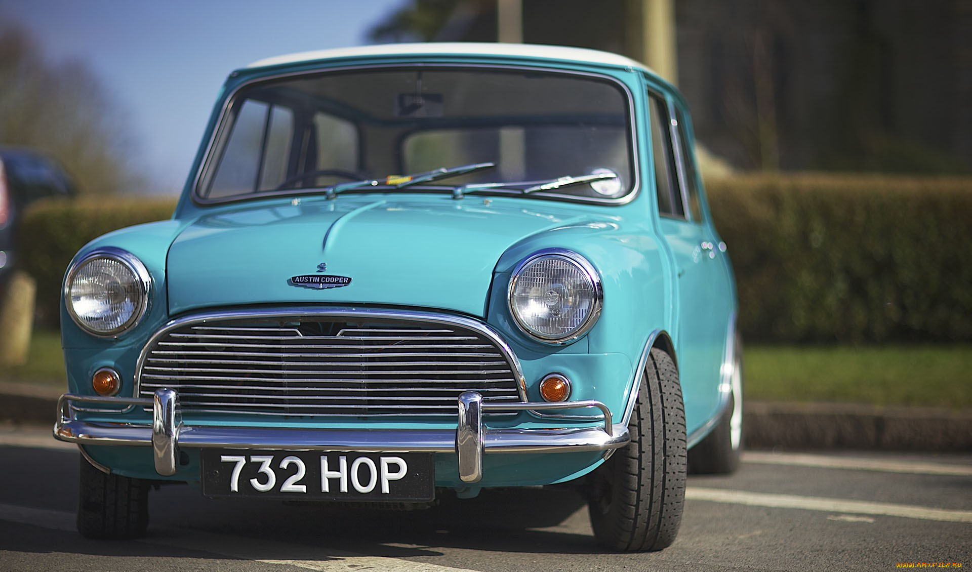 автомобили, mini, austin, cooper, голубой, ретро