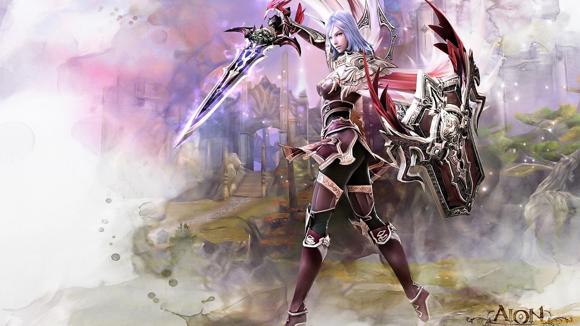 видео, игры, aion, , the, tower, of, eternity, девушка, оружие, дворец
