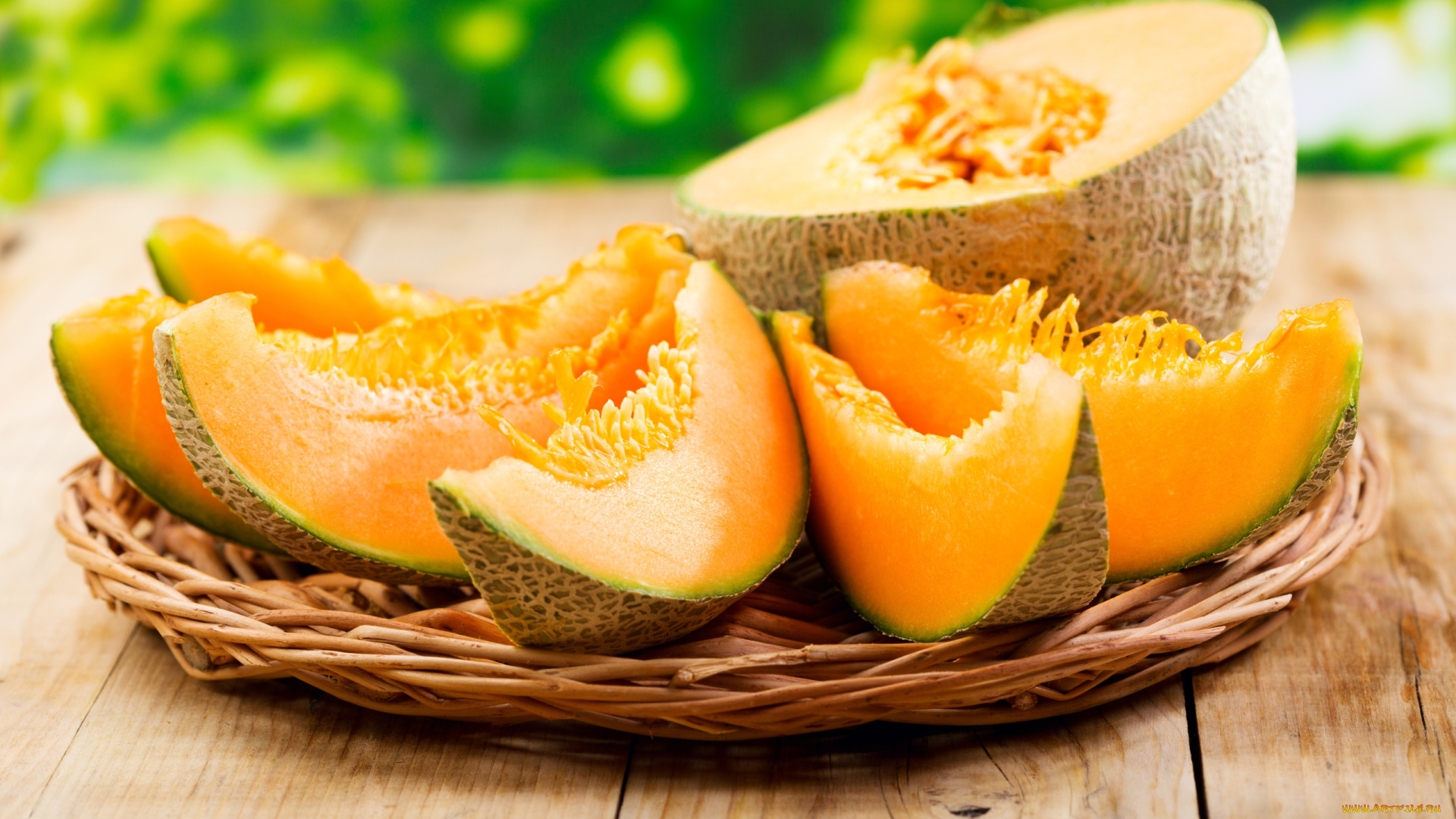 еда, дыня, спелая, ломтики