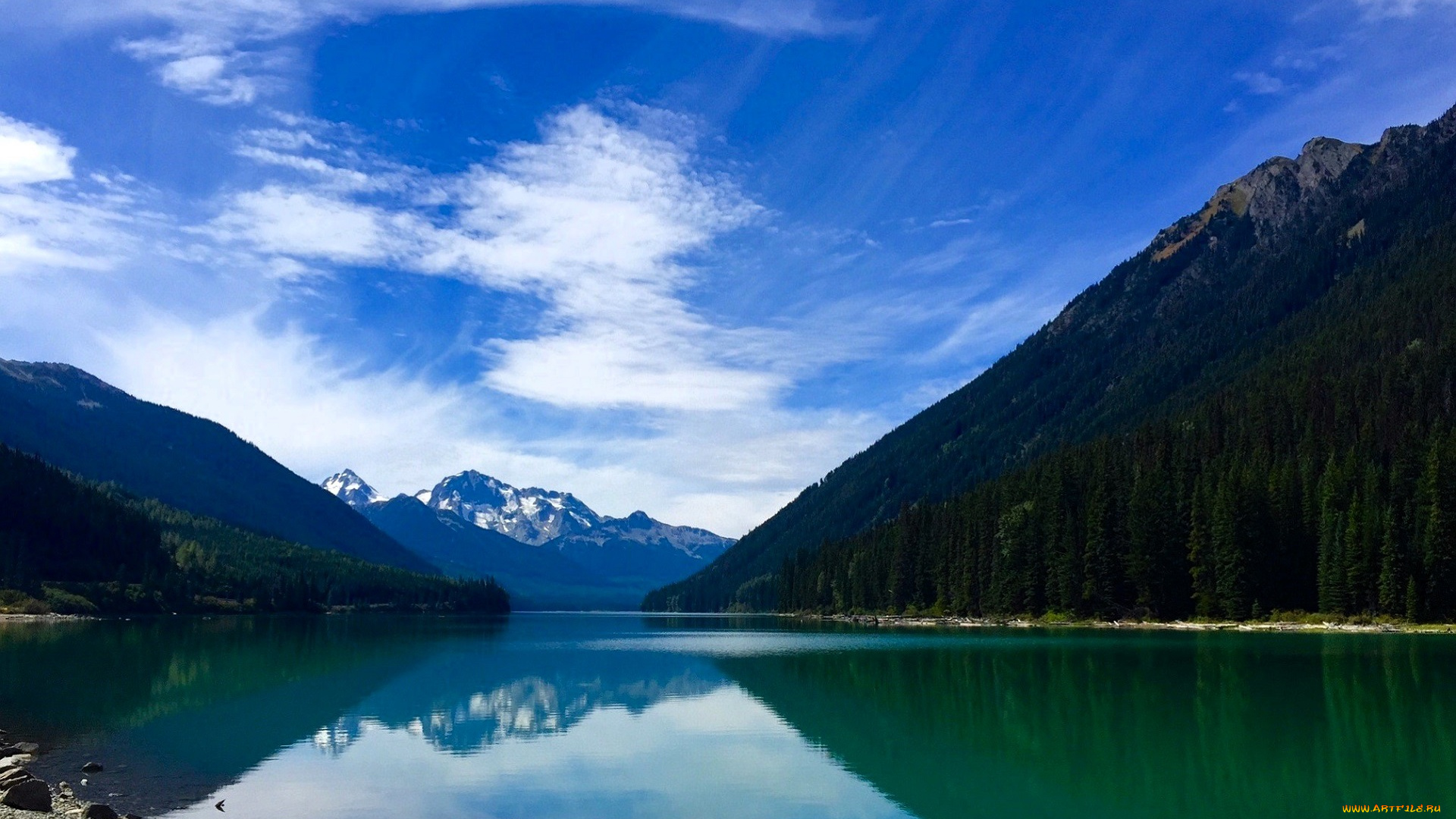 природа, реки, озера, горы, озеро, лес, облака, камни