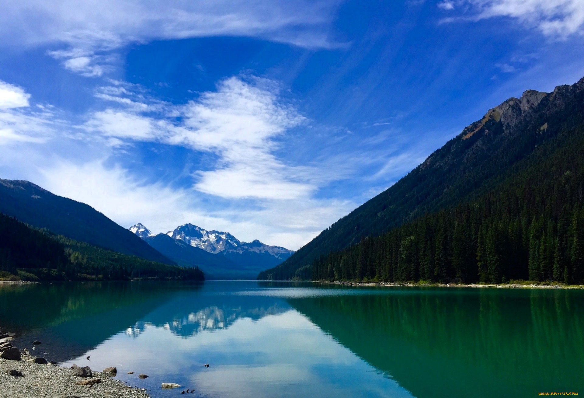природа, реки, озера, горы, озеро, лес, облака, камни
