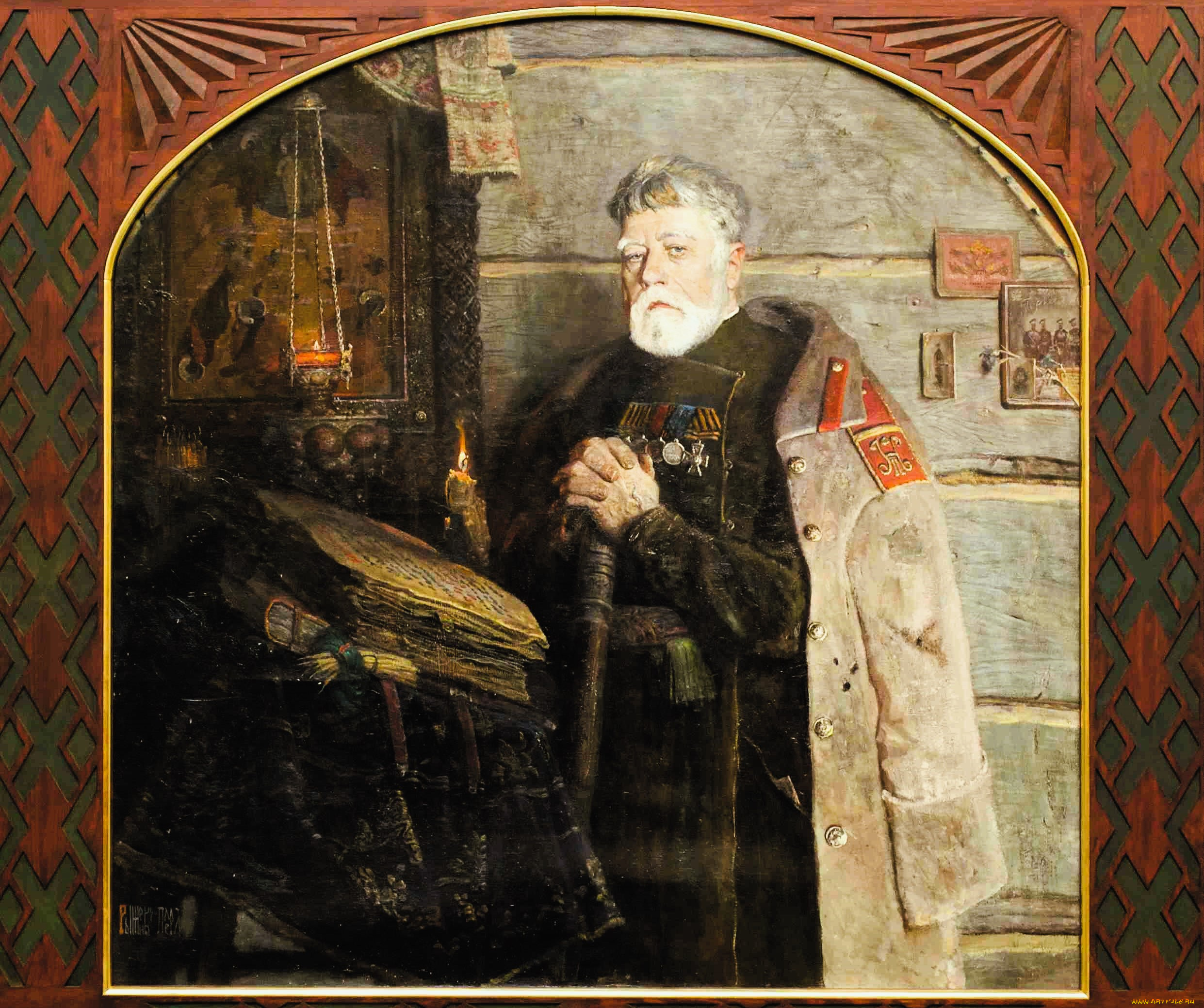 рисованное, павел, рыженко, мужчина, награды, китель, книга, иконы