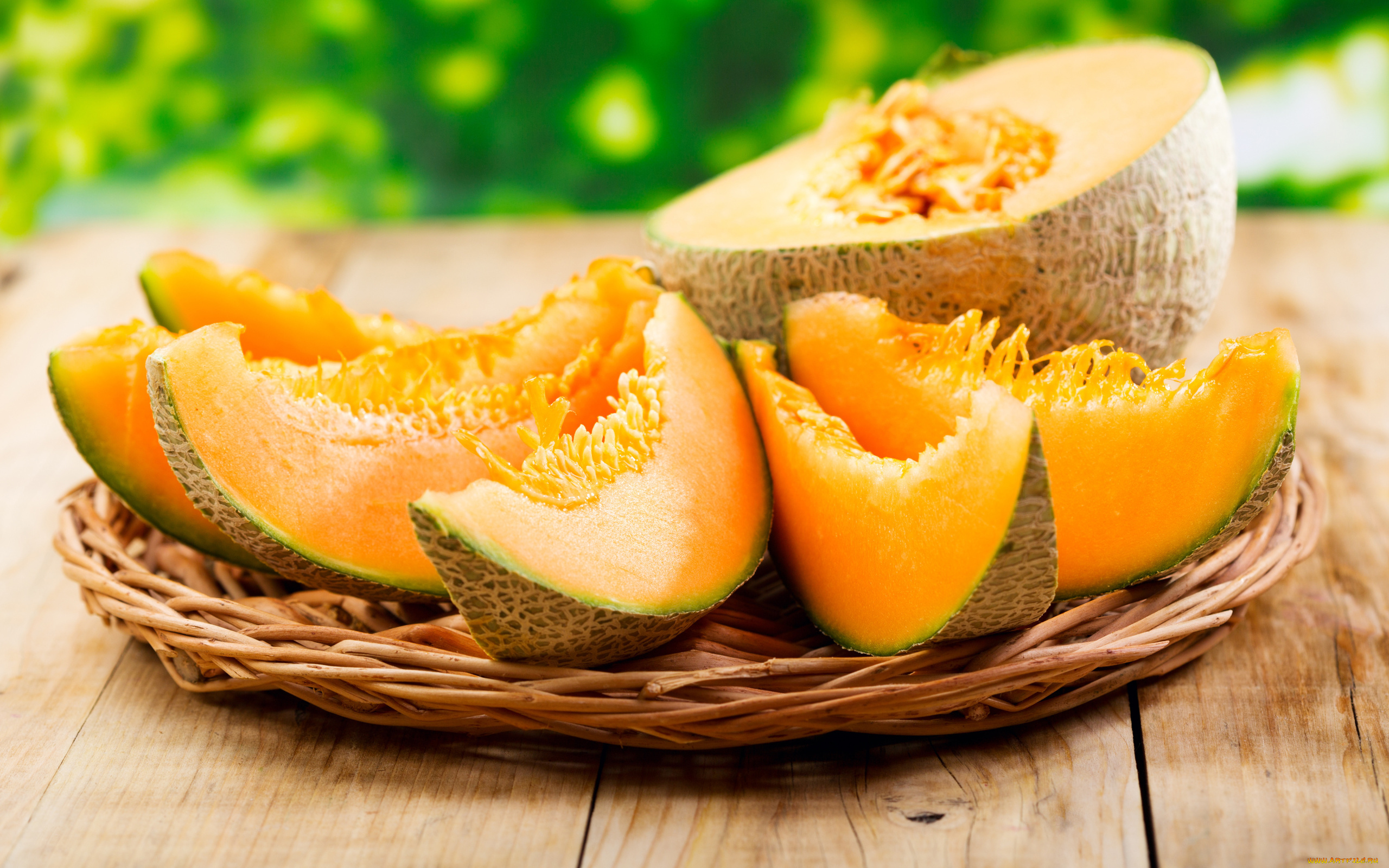 еда, дыня, спелая, ломтики