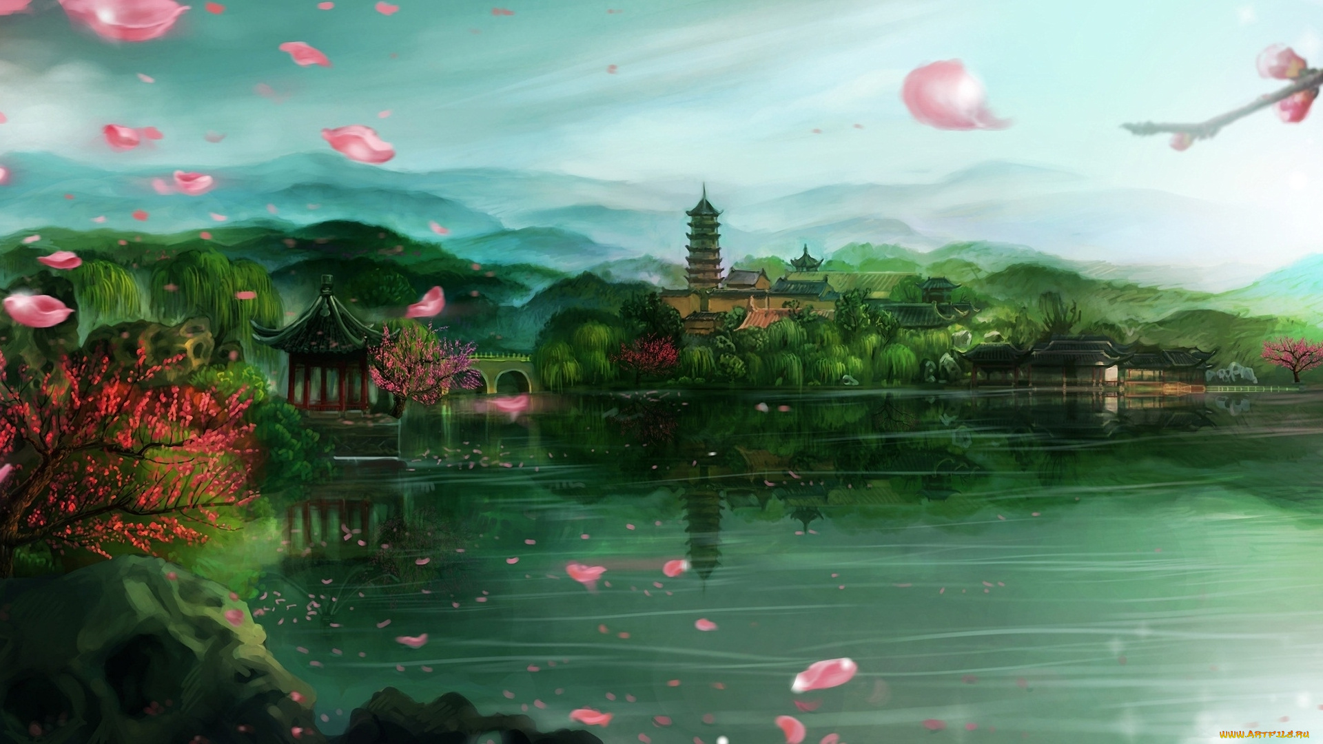 рисованные, природа, пейзаж