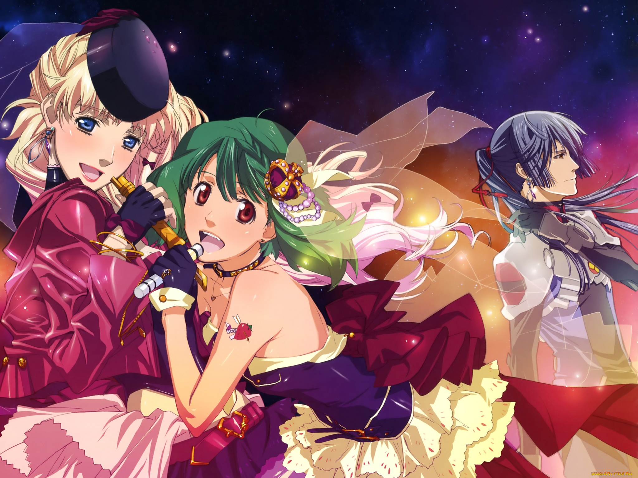 аниме, macross, frontier, девушки