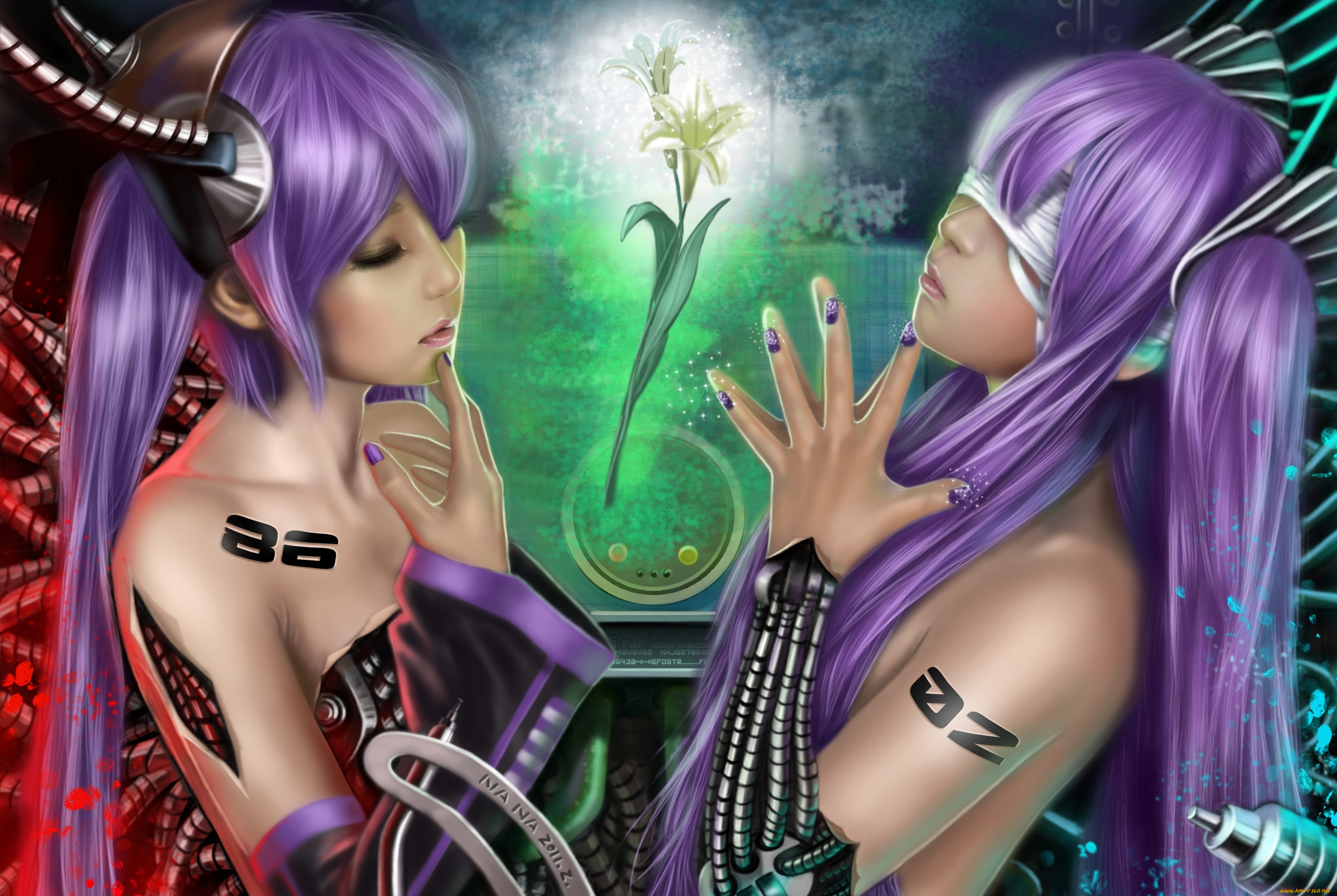 фэнтези, девушки, цветок