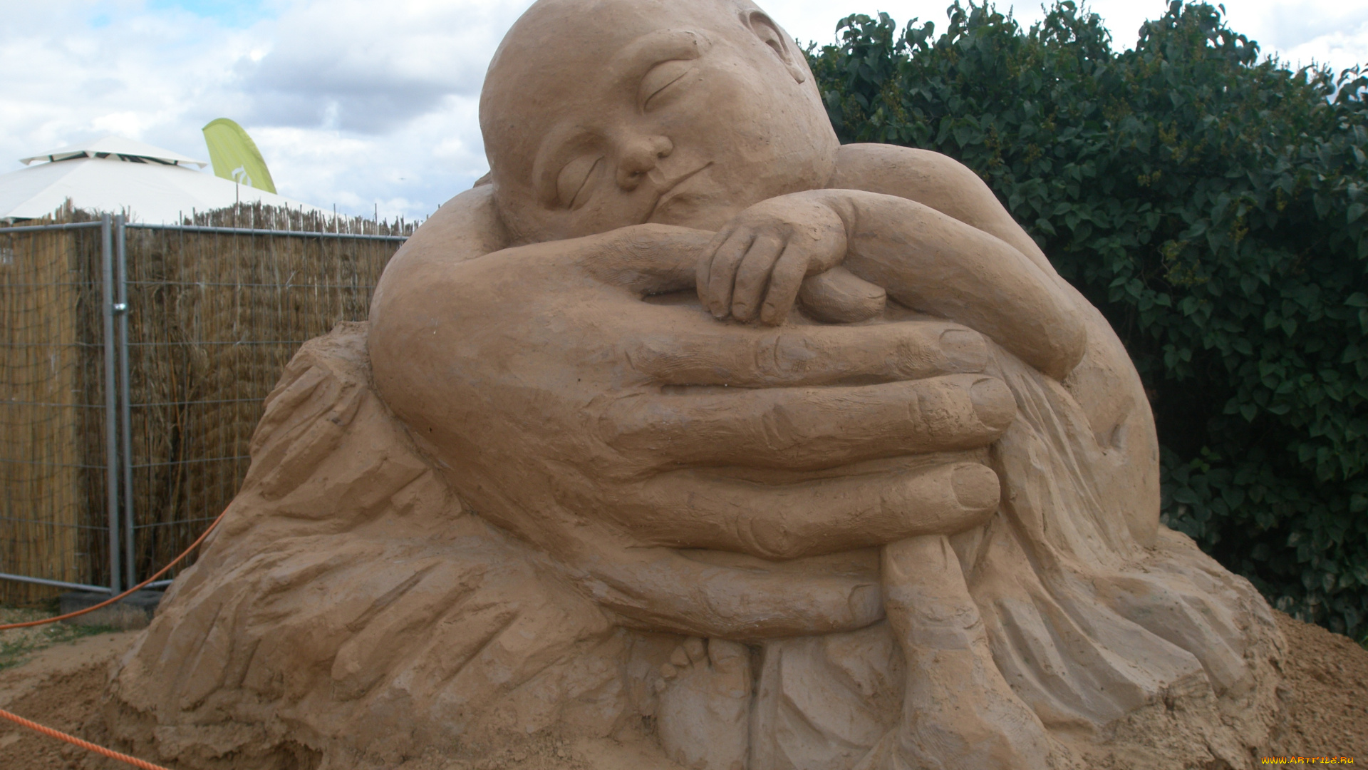 разное, фигуры, из, песка, льда, снега, песок, скульптура