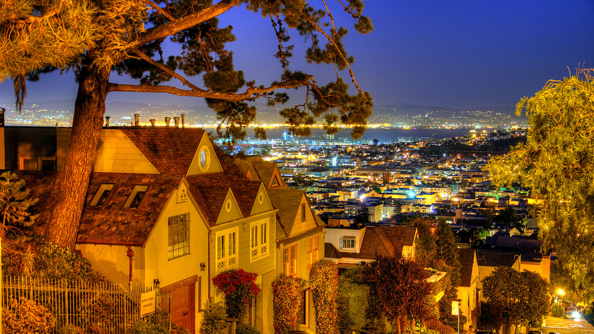 san, francisco, города, сан, франциско, сша, панорама, ночной, город, здания