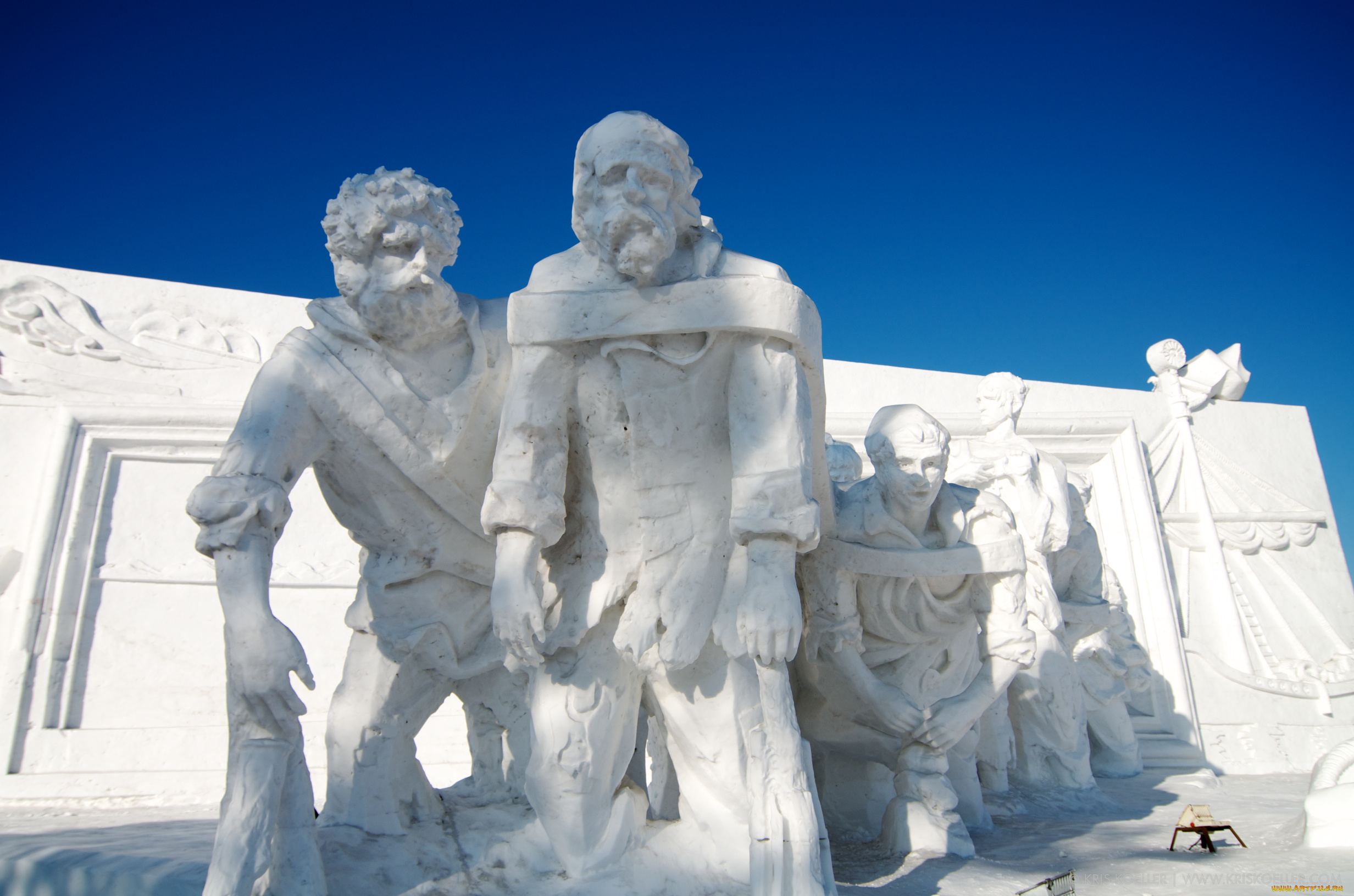 разное, фигуры, из, песка, льда, снега, осень, лес, растение