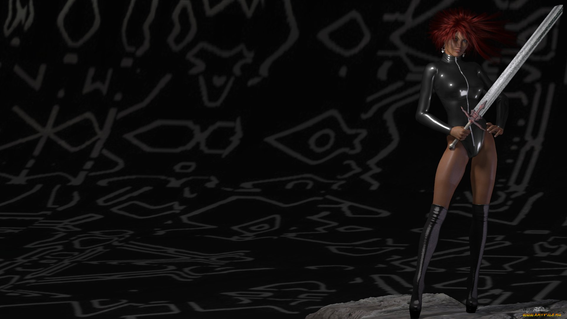 3д, графика, fantasy, фантазия, меч, девушка