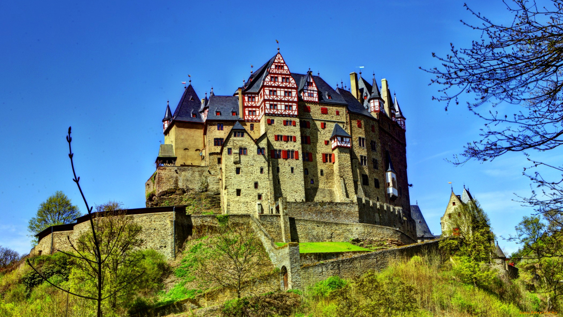 города, дворцы, замки, крепости, холм, лето, природа, замок, eltz, castle