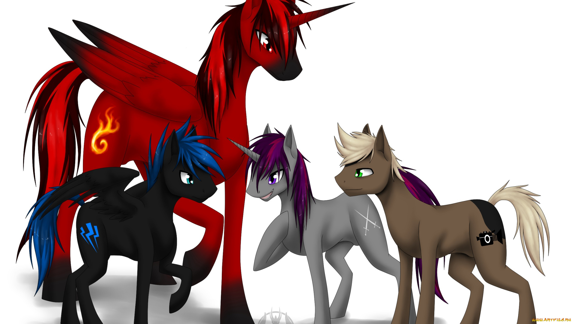 рисованные, животные, сказочные, мифические, единороги, лошадки