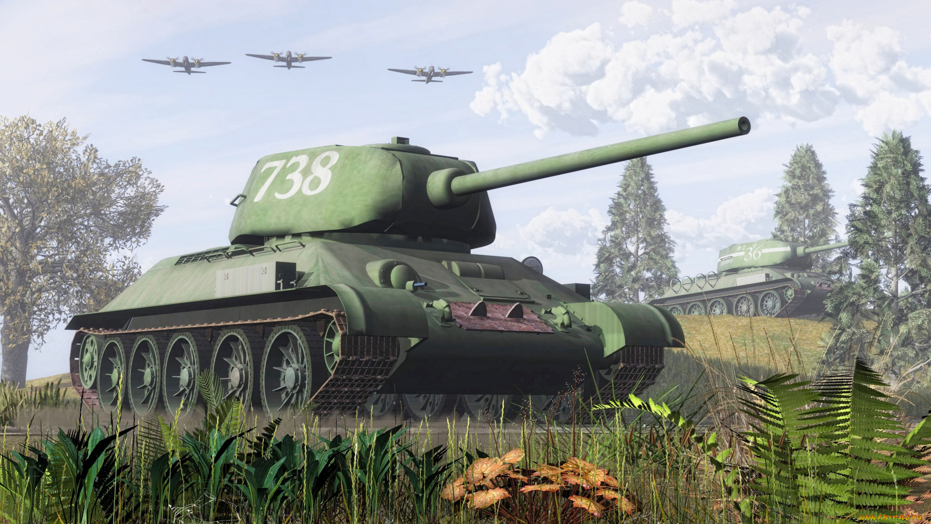 техника, 3d, танки, самолеты