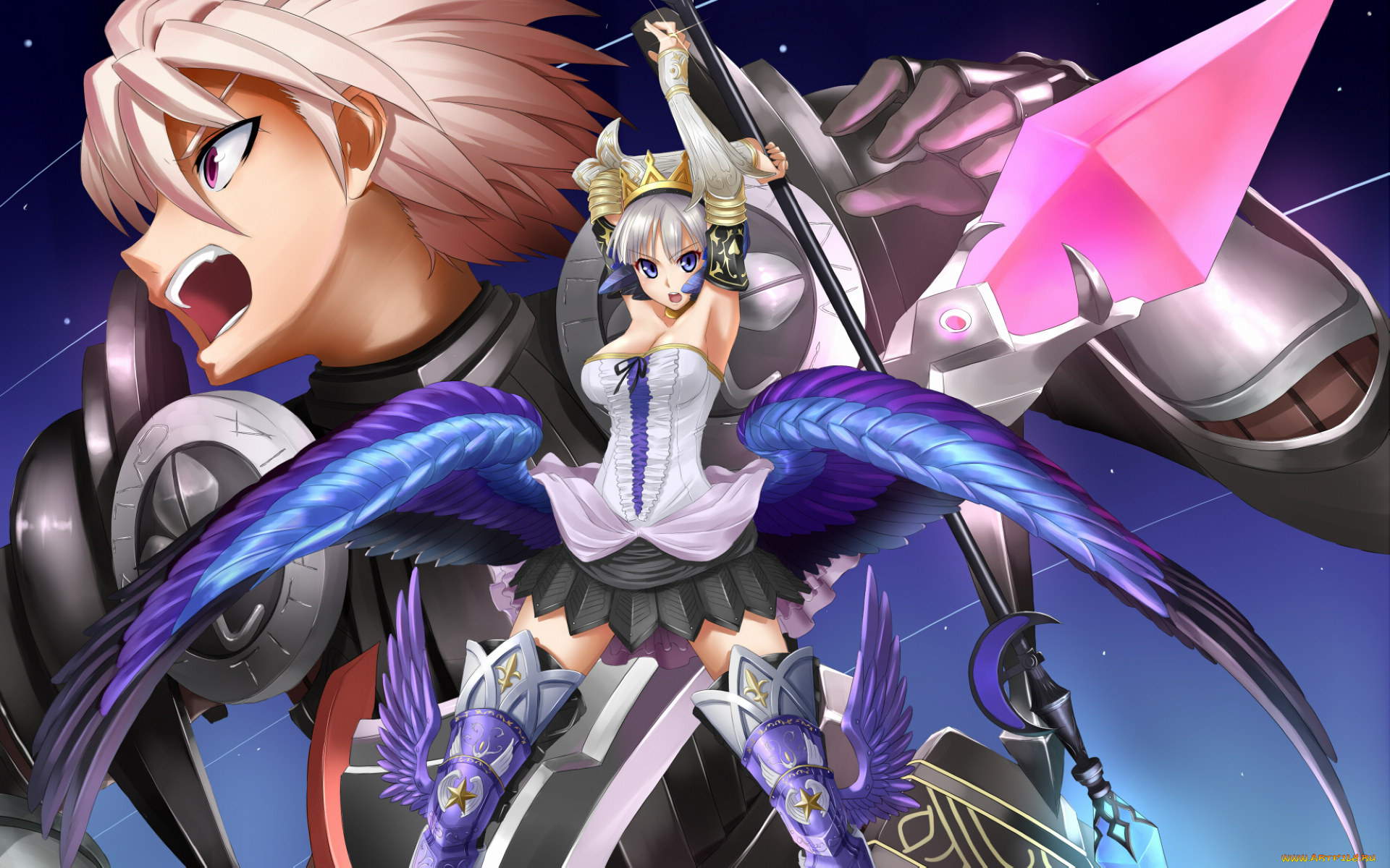 odin, sphere, аниме, крилья