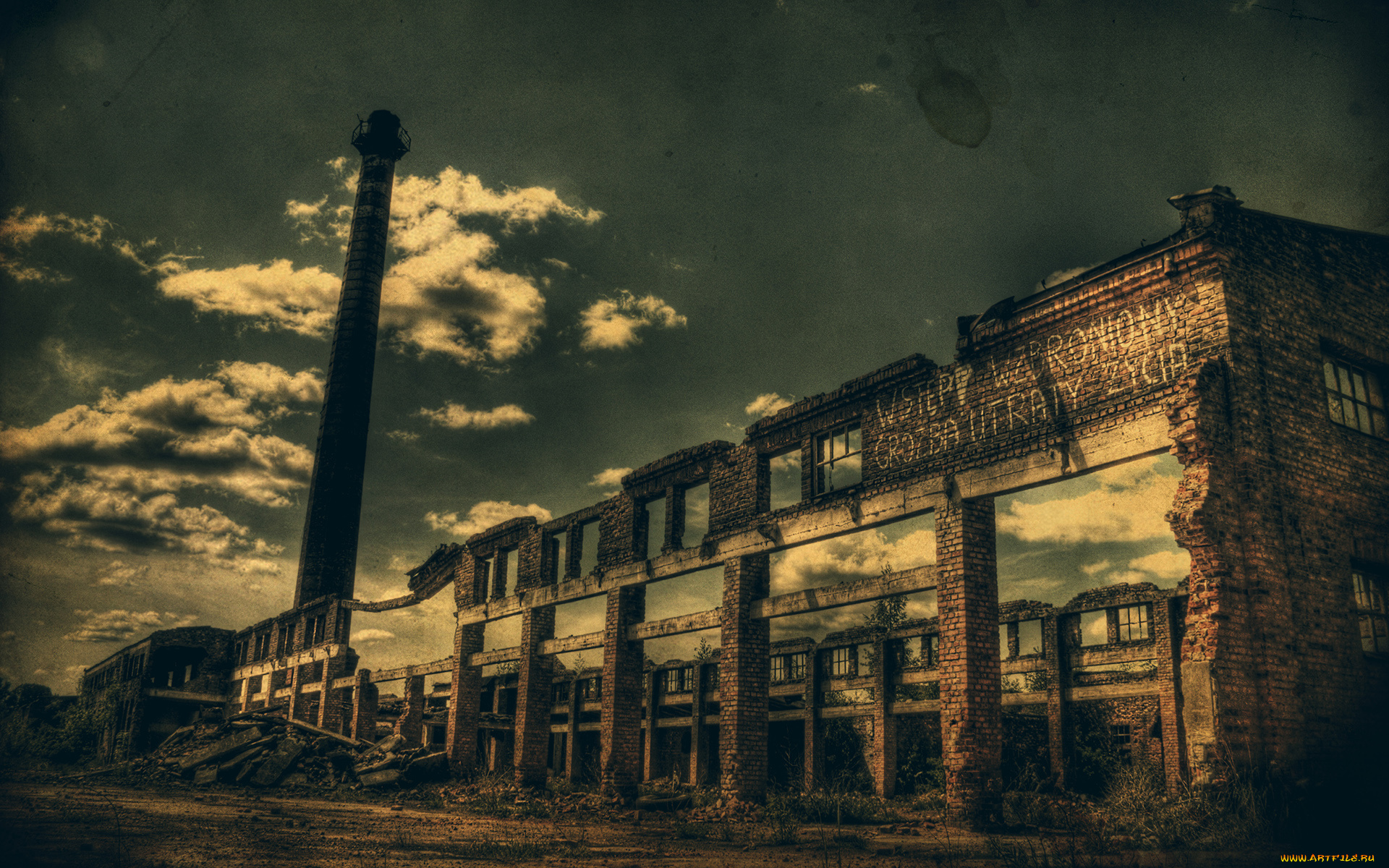 разное, развалины, руины, металлолом, стена, надпись