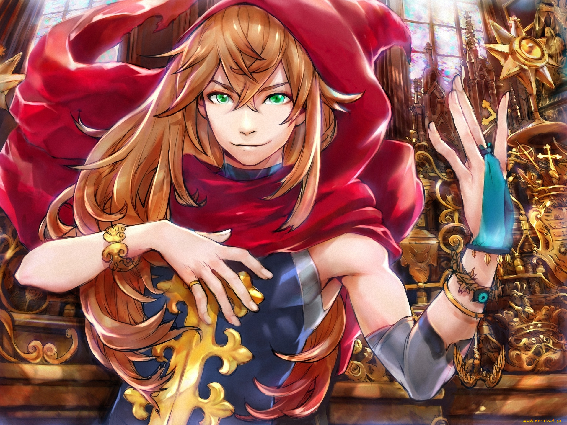 аниме, *unknown, другое, шарф, браслет, рука