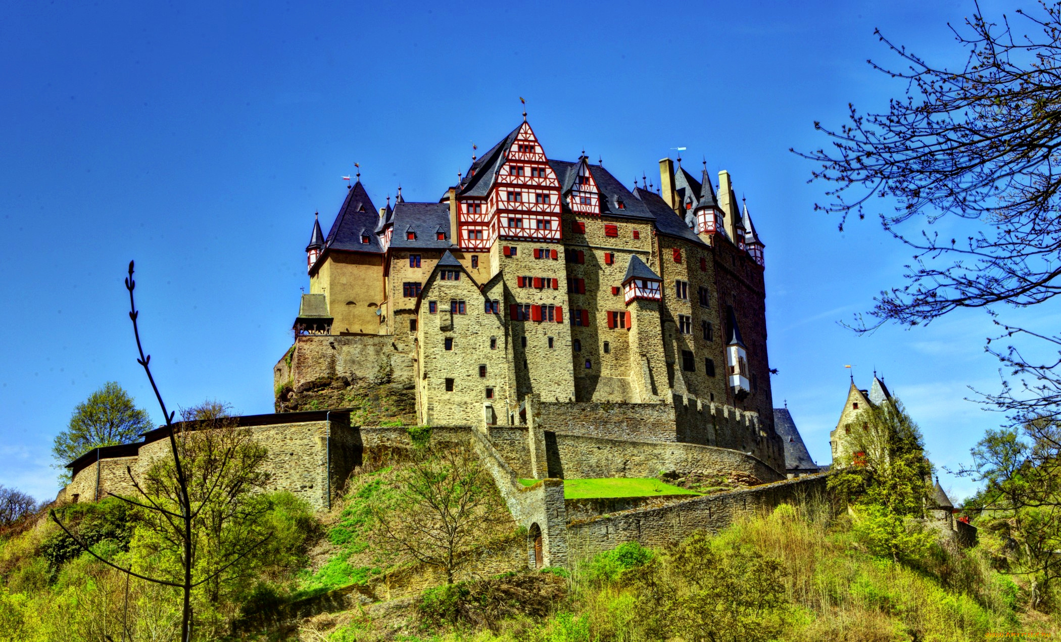 города, дворцы, замки, крепости, холм, лето, природа, замок, eltz, castle